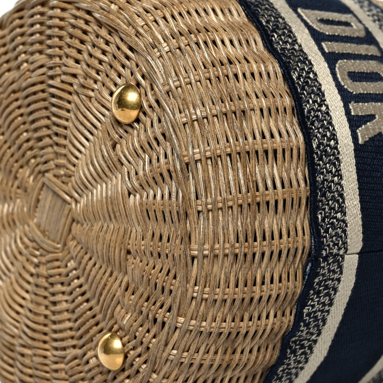 Christian Dior Wicker Oblique Drawstring Bucket Bag Blue 10 of 10