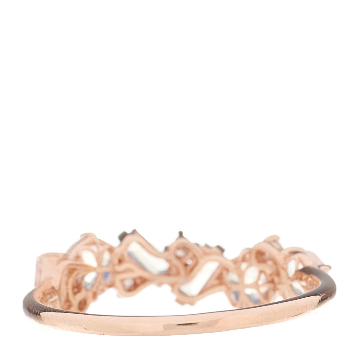 14K Rose Gold Diamond Rainbow Moonstone Amalfi Blend Half Band Ring 56 7.5