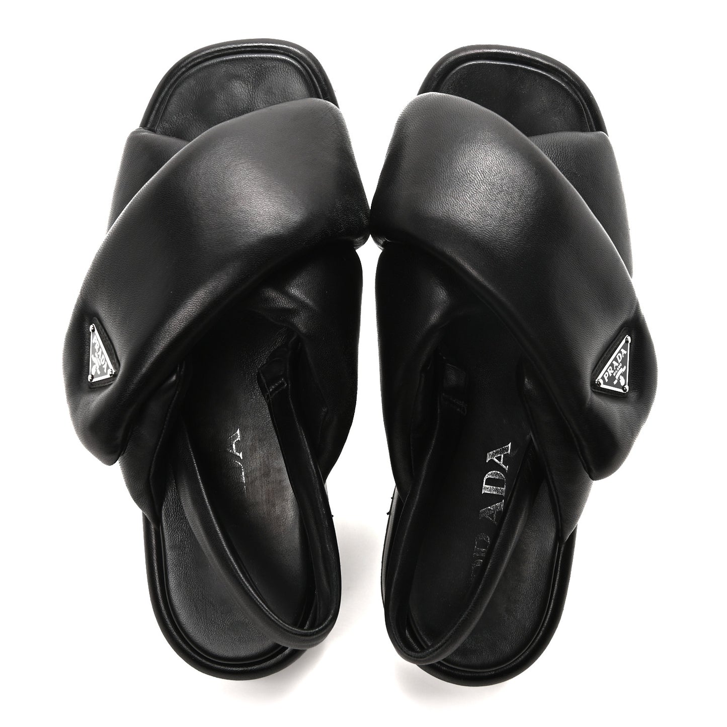Nappa Padded Platform Slingback Sandals 39.5 Black