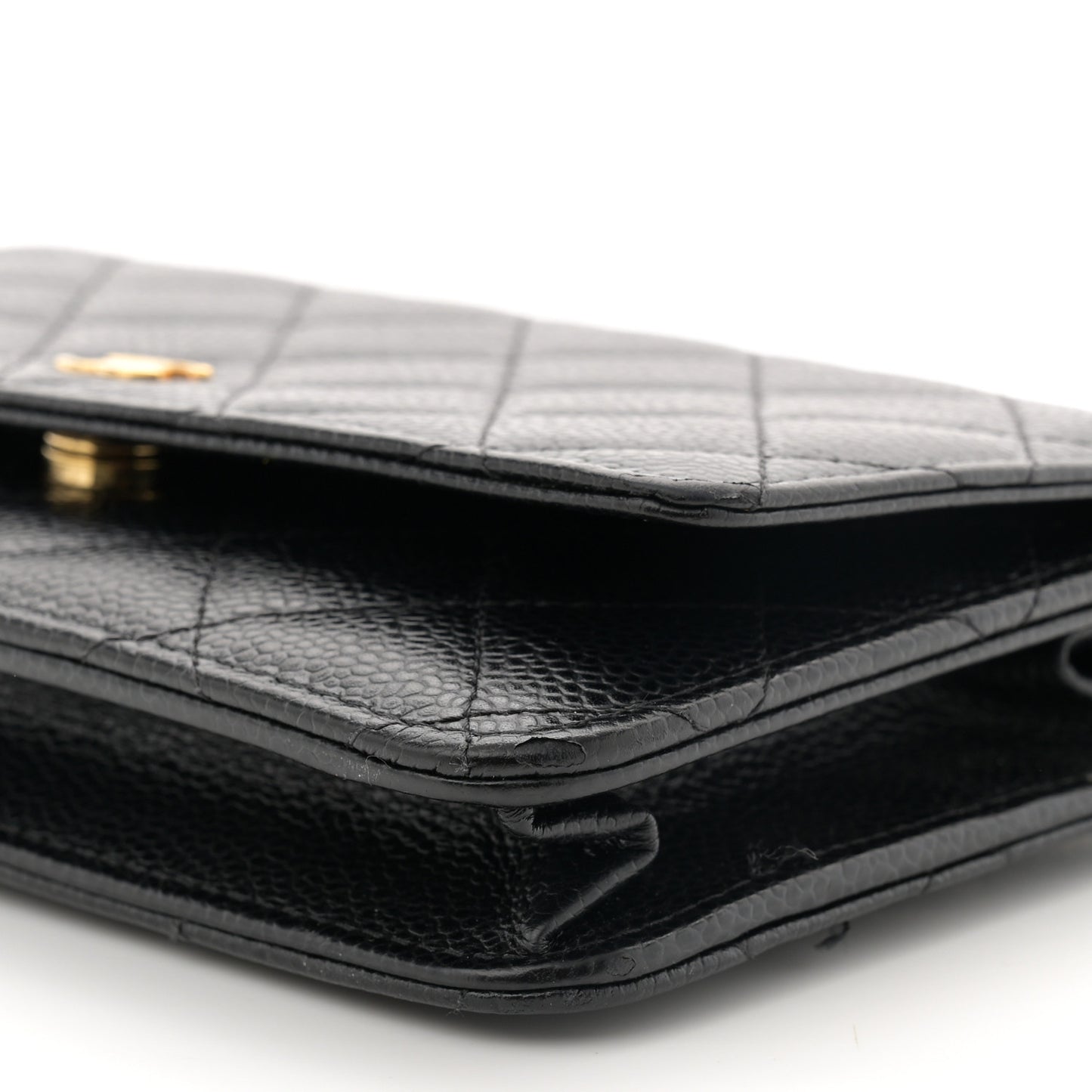 Caviar Quilted Wallet on Chain WOC Black