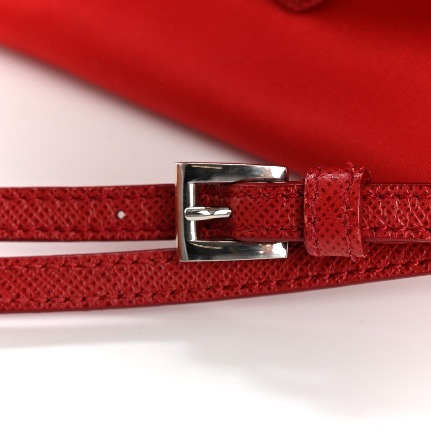 Prada Tessuto Nylon Vela Saffiano Mini Wristlet Pouch Rosso 10 of 16