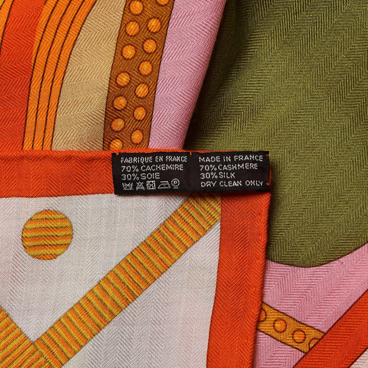 Hermes Cashmere Silk Balade En Berline Shawl 140 Orange Soleil Vert 3 of 4