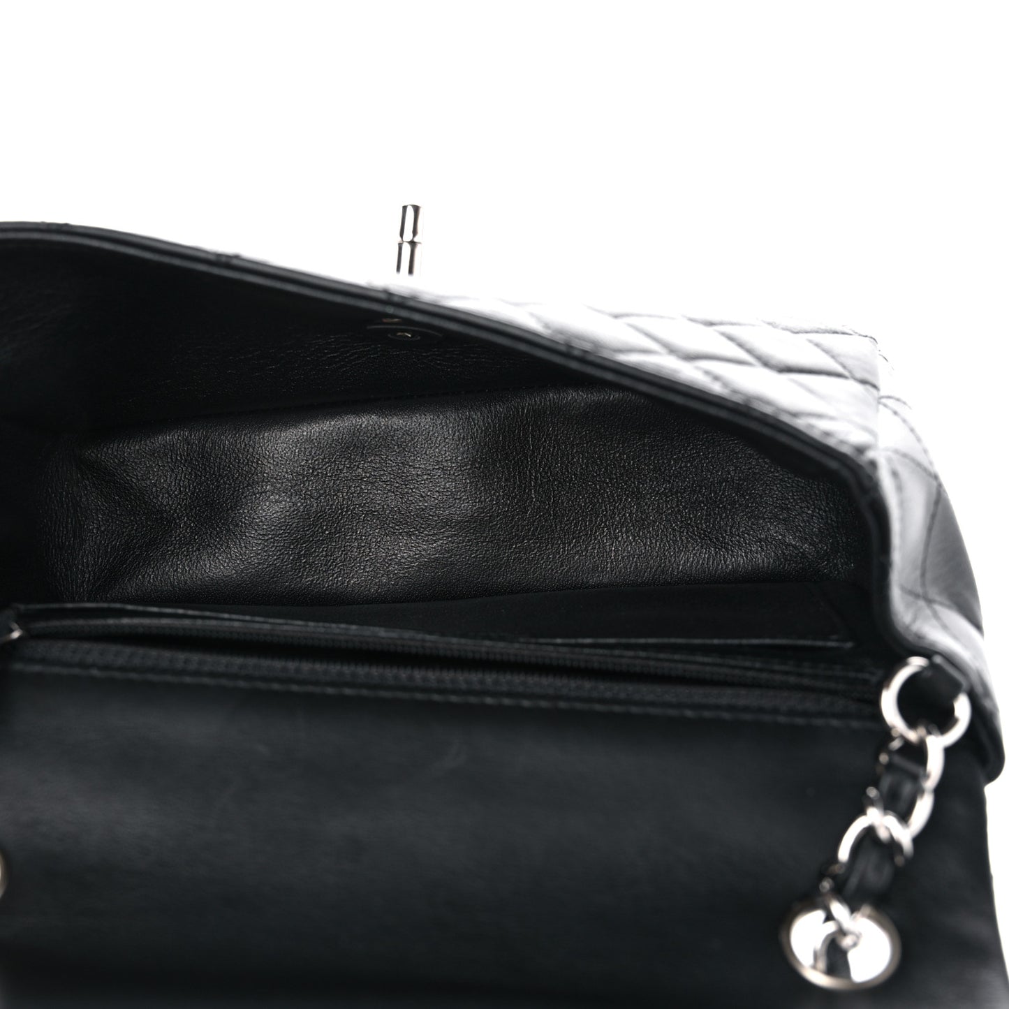 Lambskin Quilted Mini Rectangular Flap Black