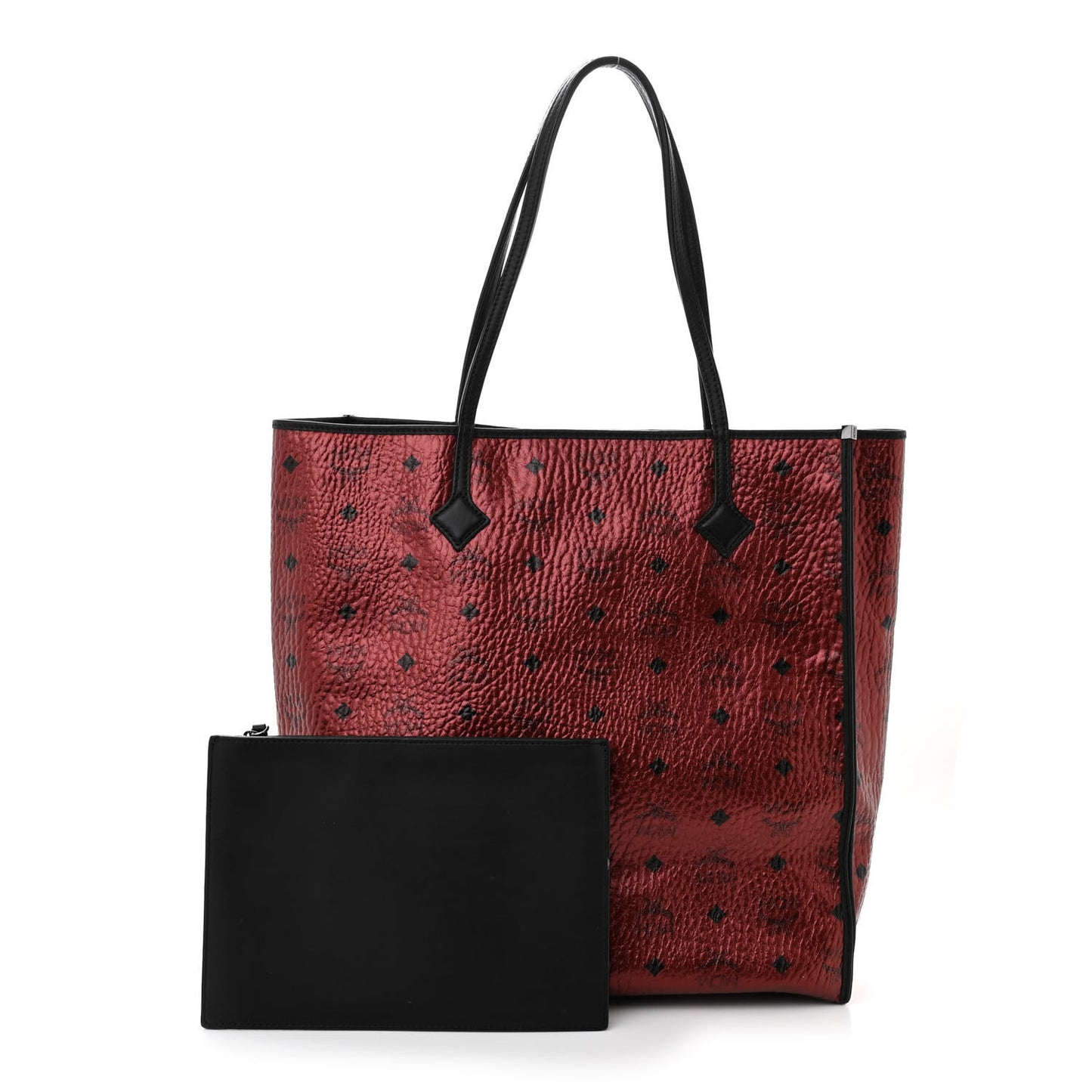 Metallic Visetos Medium Kira North South Shopper Tote Scooter Red