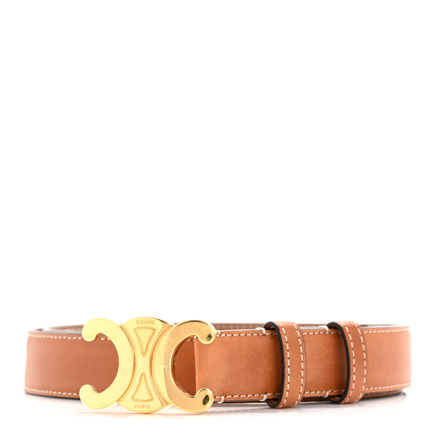 Celine Box Calfskin Small 18mm Triomphe Belt 80 32 Tan 1685537