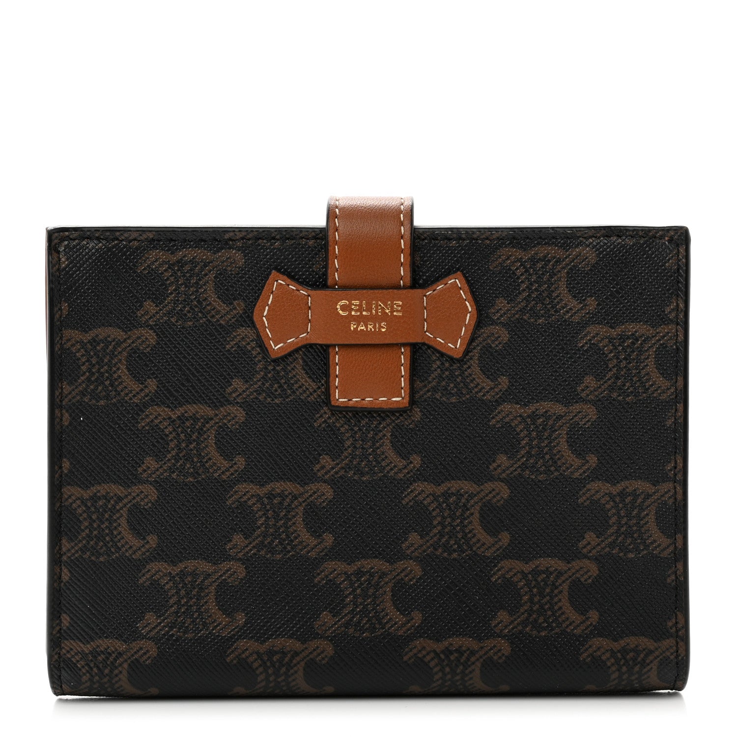 Celine Canvas Triomphe Medium Strap Wallet Tan 1 of 7
