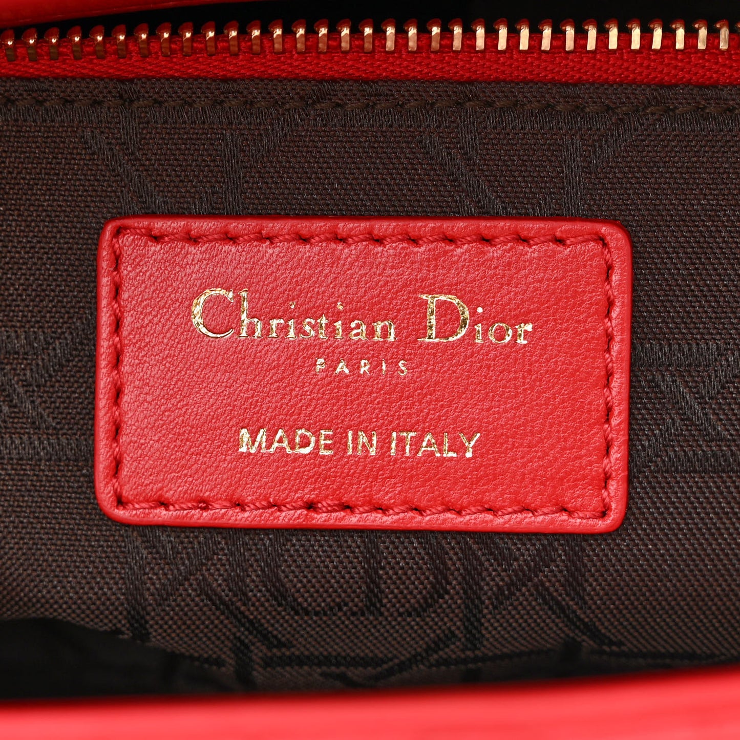 Lambskin Cannage Small Lucky Badges Lady Dior Red