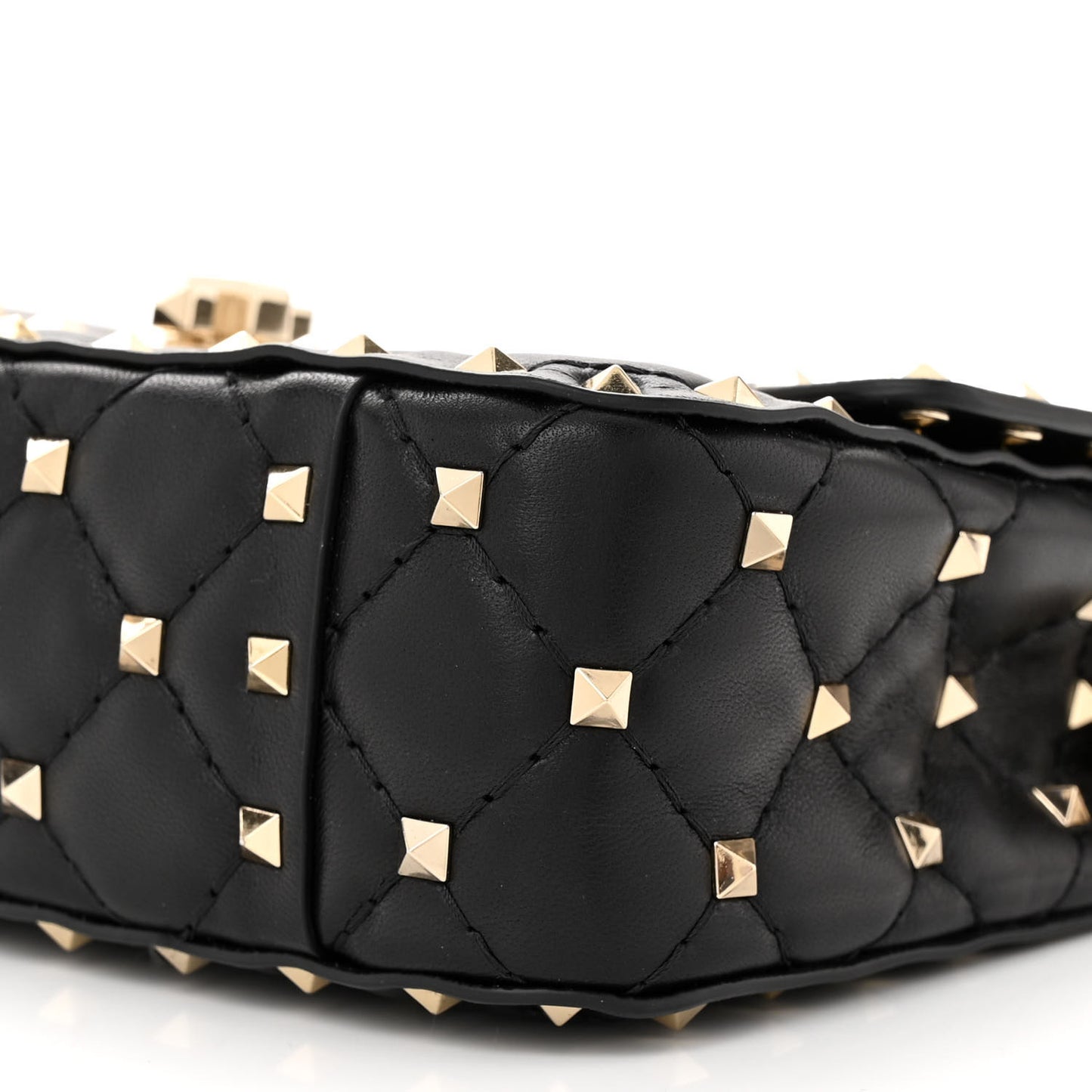 Lambskin Small Rockstud Spike Shoulder Bag Black