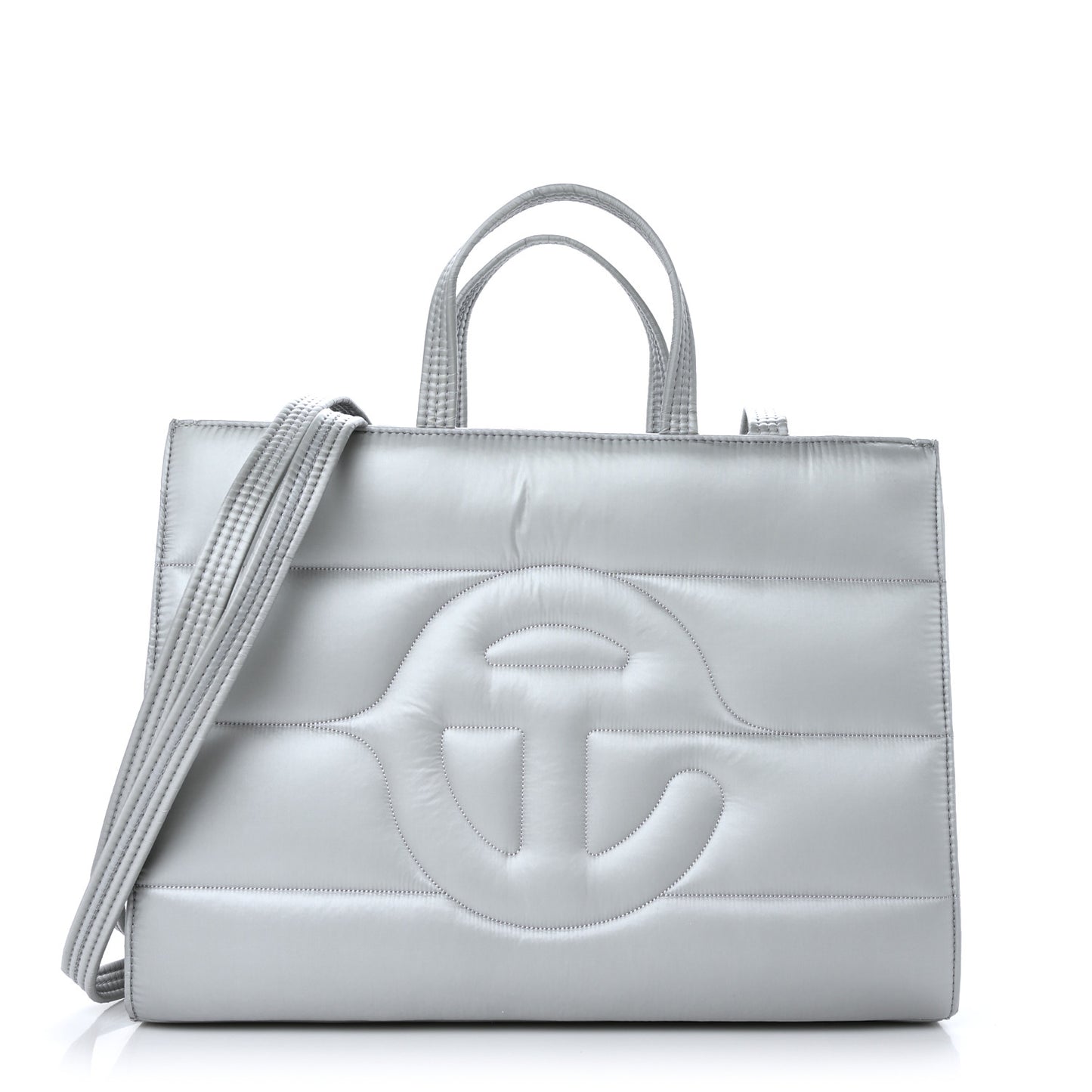 Nylon Medium Puff Shopping Bag Grey
