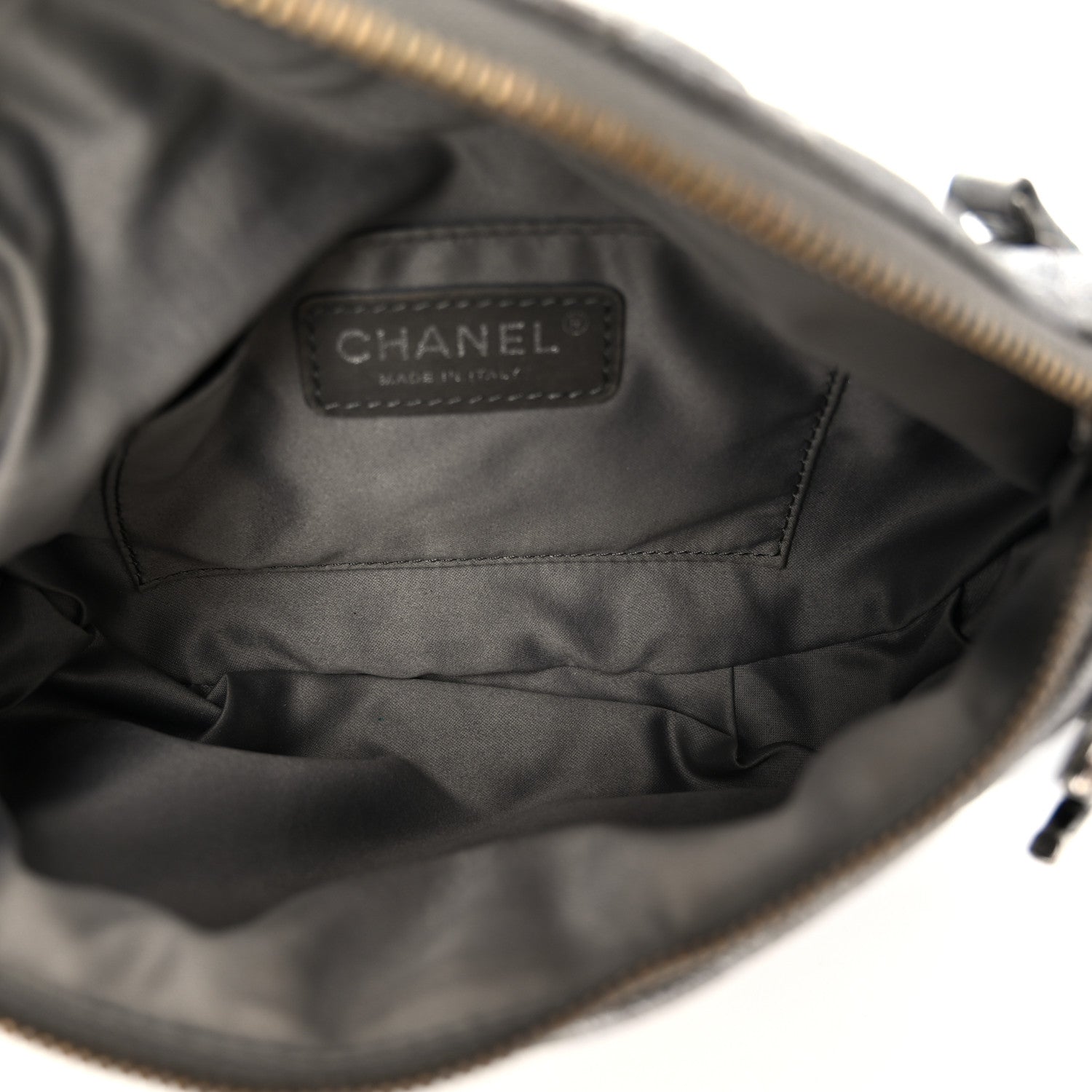 Chanel Metallic Calfskin Quilted Banane Waist Bag Fanny Pack Dark Silver 4 of 14
