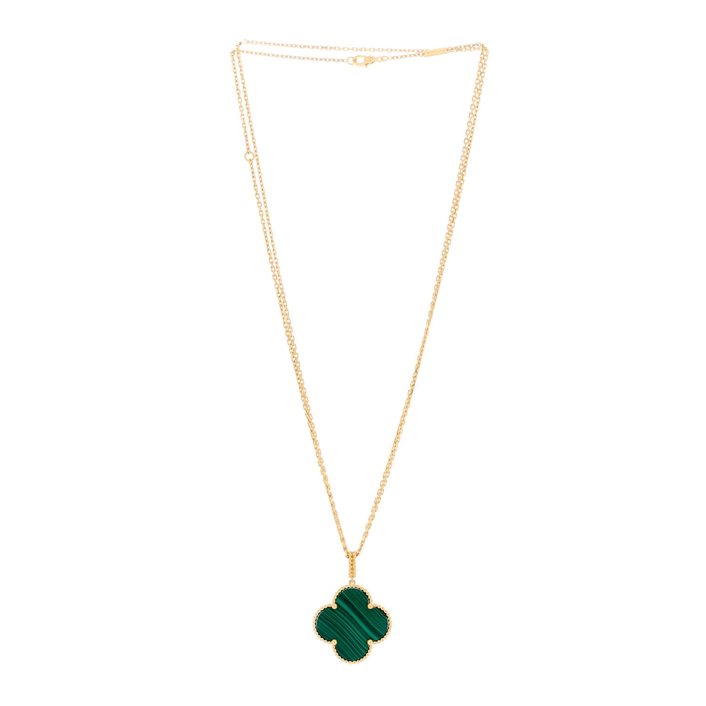 18K Yellow Gold Malachite Magic Alhambra Pendant Necklace
