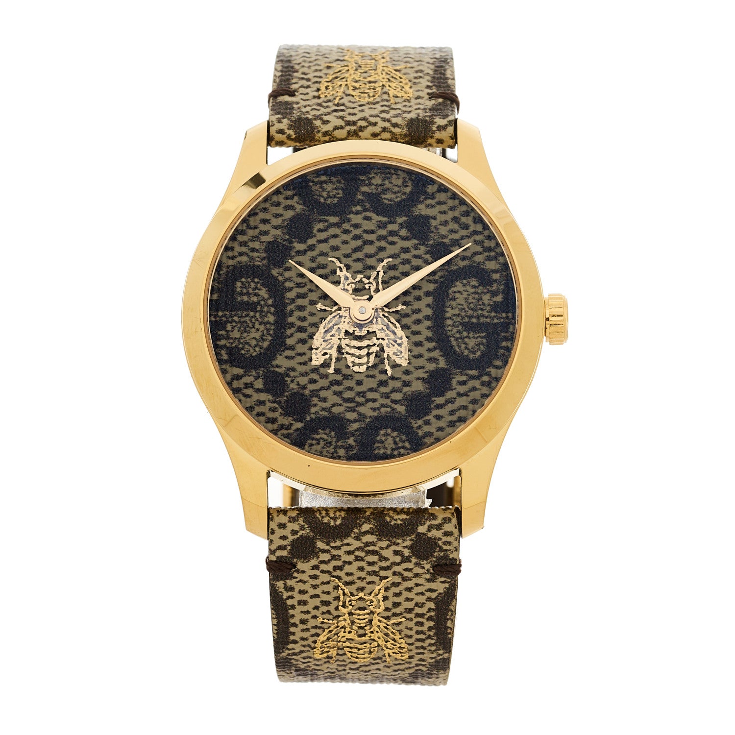M三055 / GUCCI グッチ 腕時計 クォーツ GG柄文字盤 Gucci Stainless Steel Canvas 38mm G-Timeless GG Supreme Bee Quartz