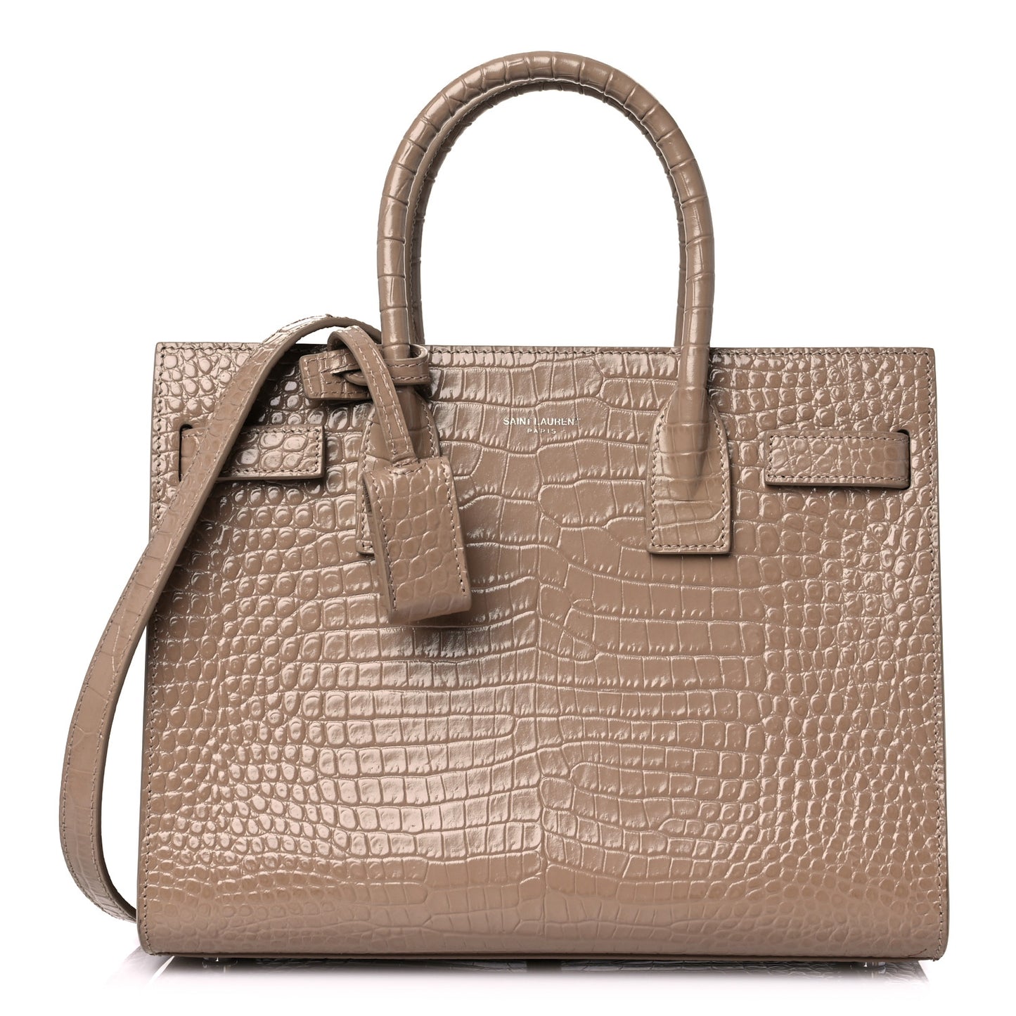 Calfskin Crocodile Embossed Baby Sac De Jour Brown