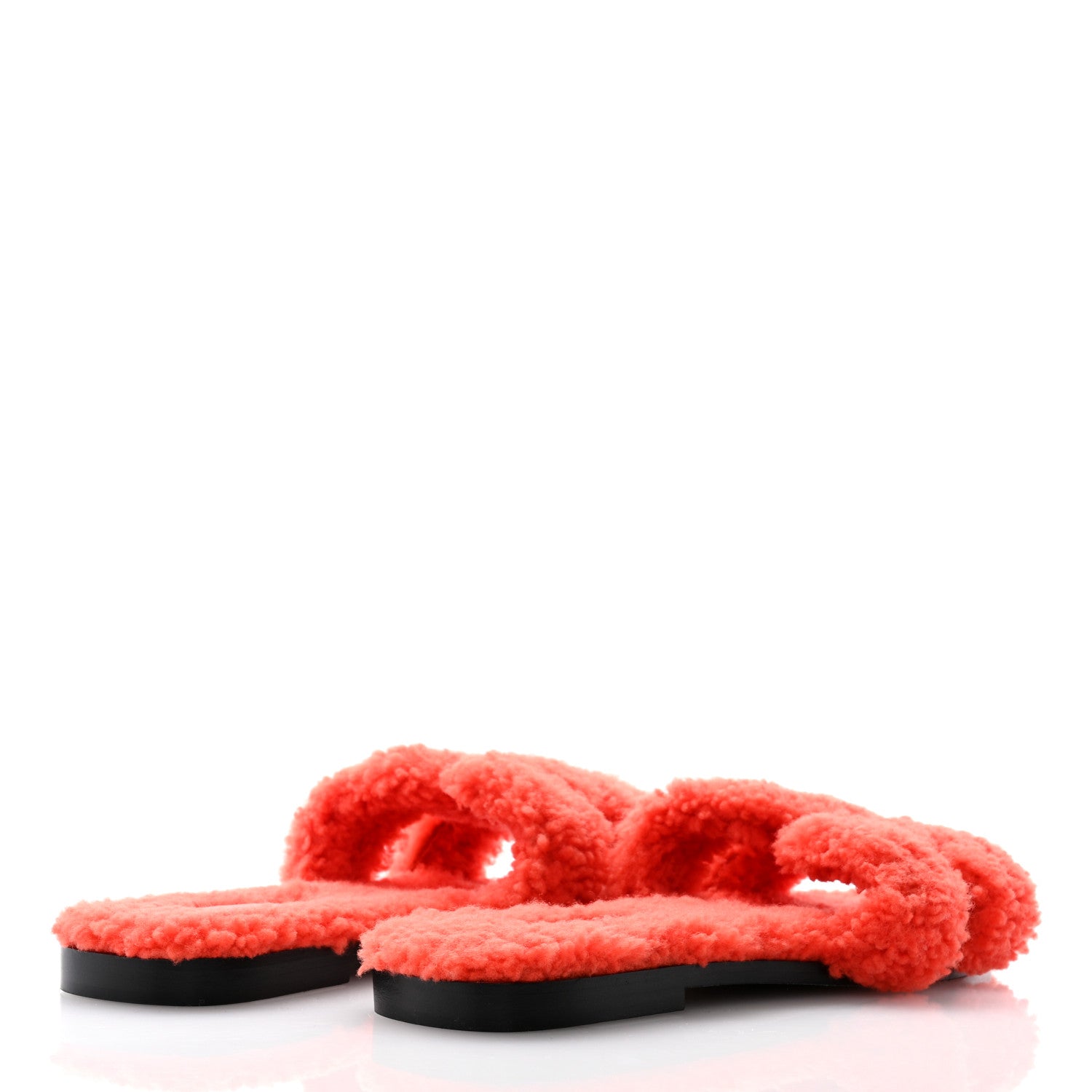 Hermes Woolskin Oran Sandals 39 Orange 3 of 7