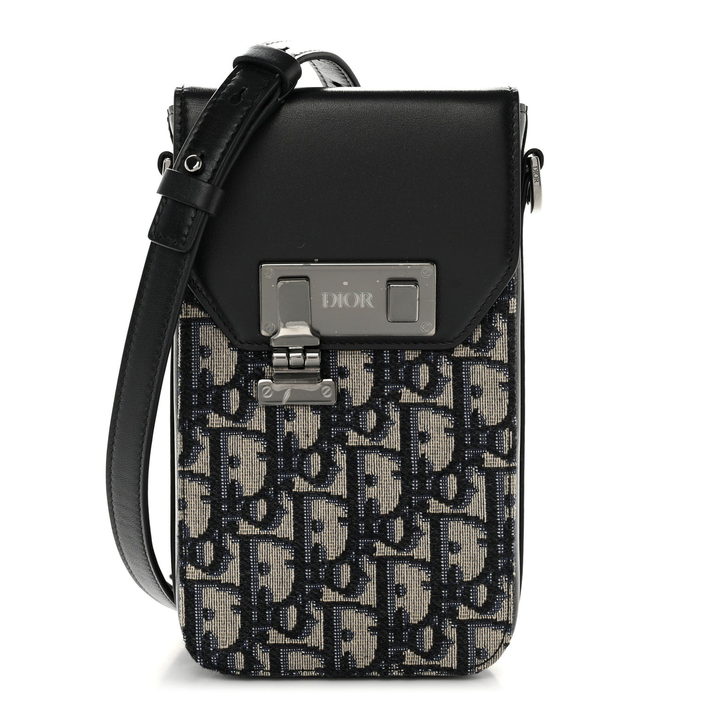 Oblique Calfskin Vertical Pouch Black