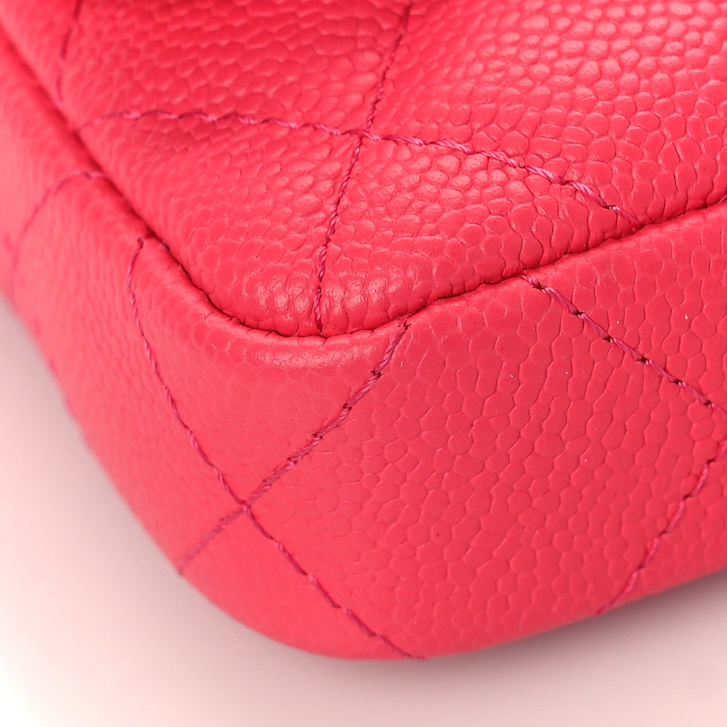 Caviar Quilted Sweetheart Clutch With Chain Dark Pink