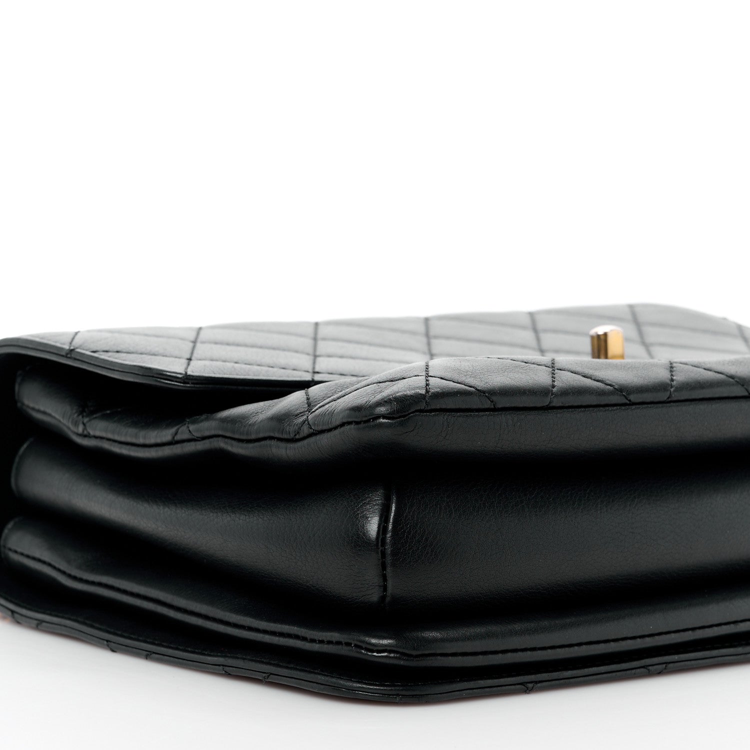 Chanel Calfskin Quilted Metal Top Handle Envelope Flap Black 13 of 16