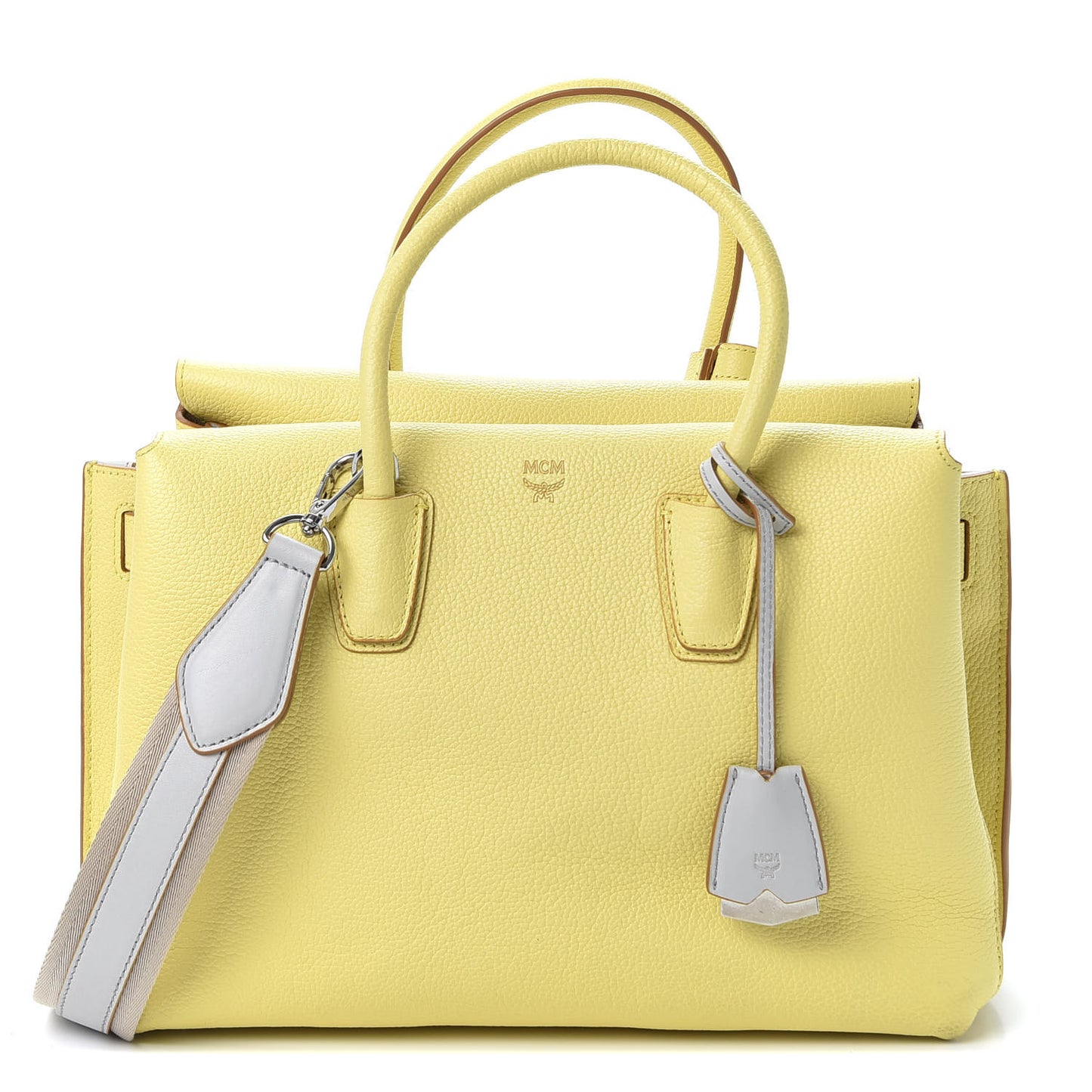 Grained Calfskin Medium Milla Tote Custard Yellow