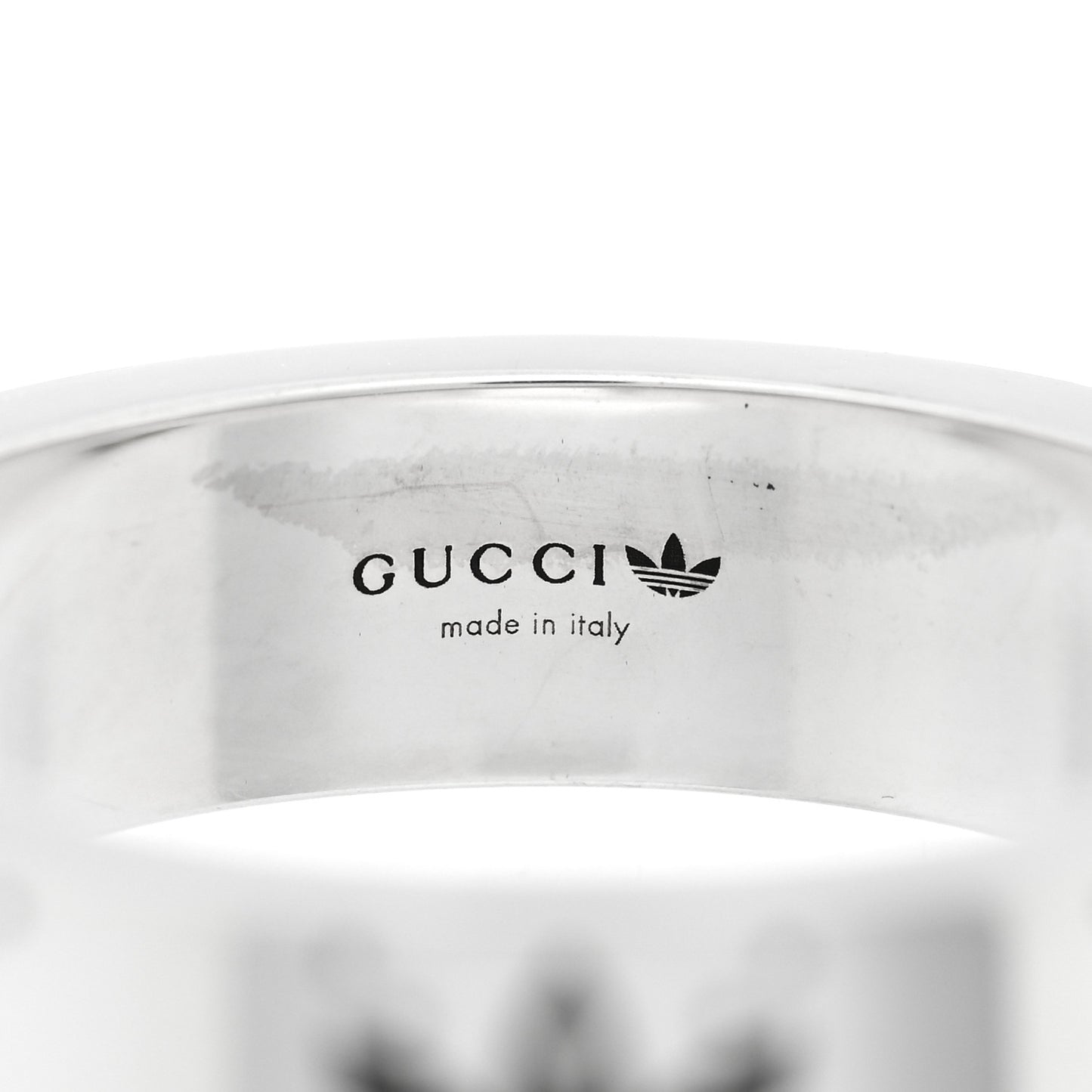 X ADIDAS Sterling Silver Trefoil GG Monogram Band Ring 62 10