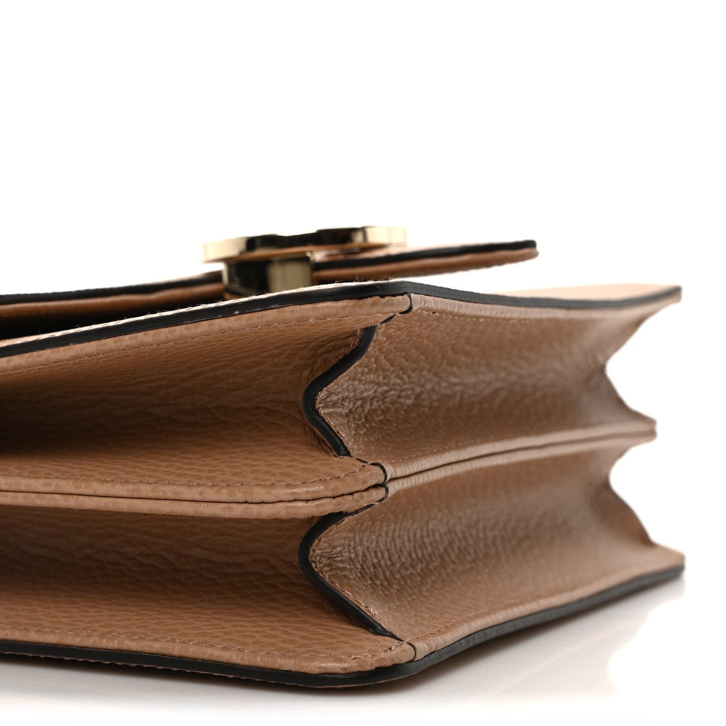 Dollar Calfskin Small Interlocking G Shoulder Bag Camelia