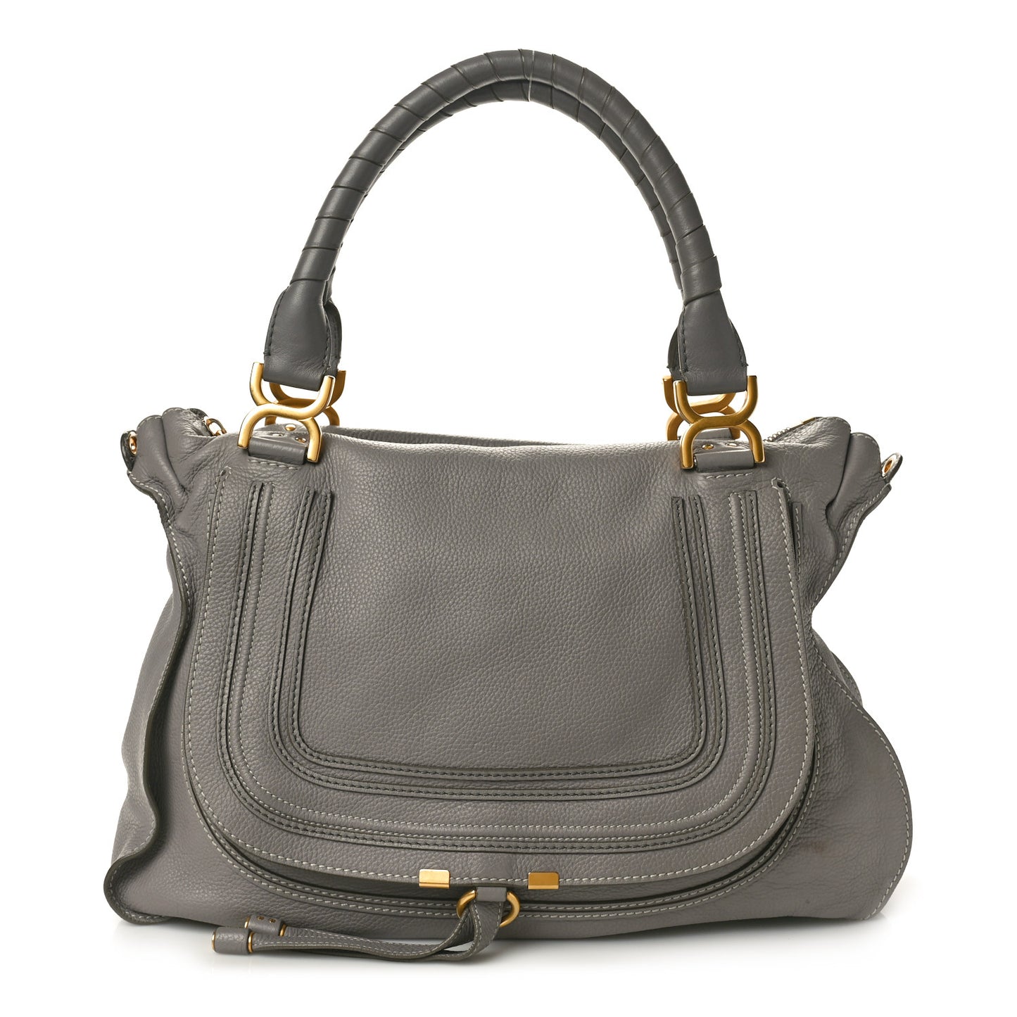 Calfskin Large Marcie Satchel Cashmere Grey
