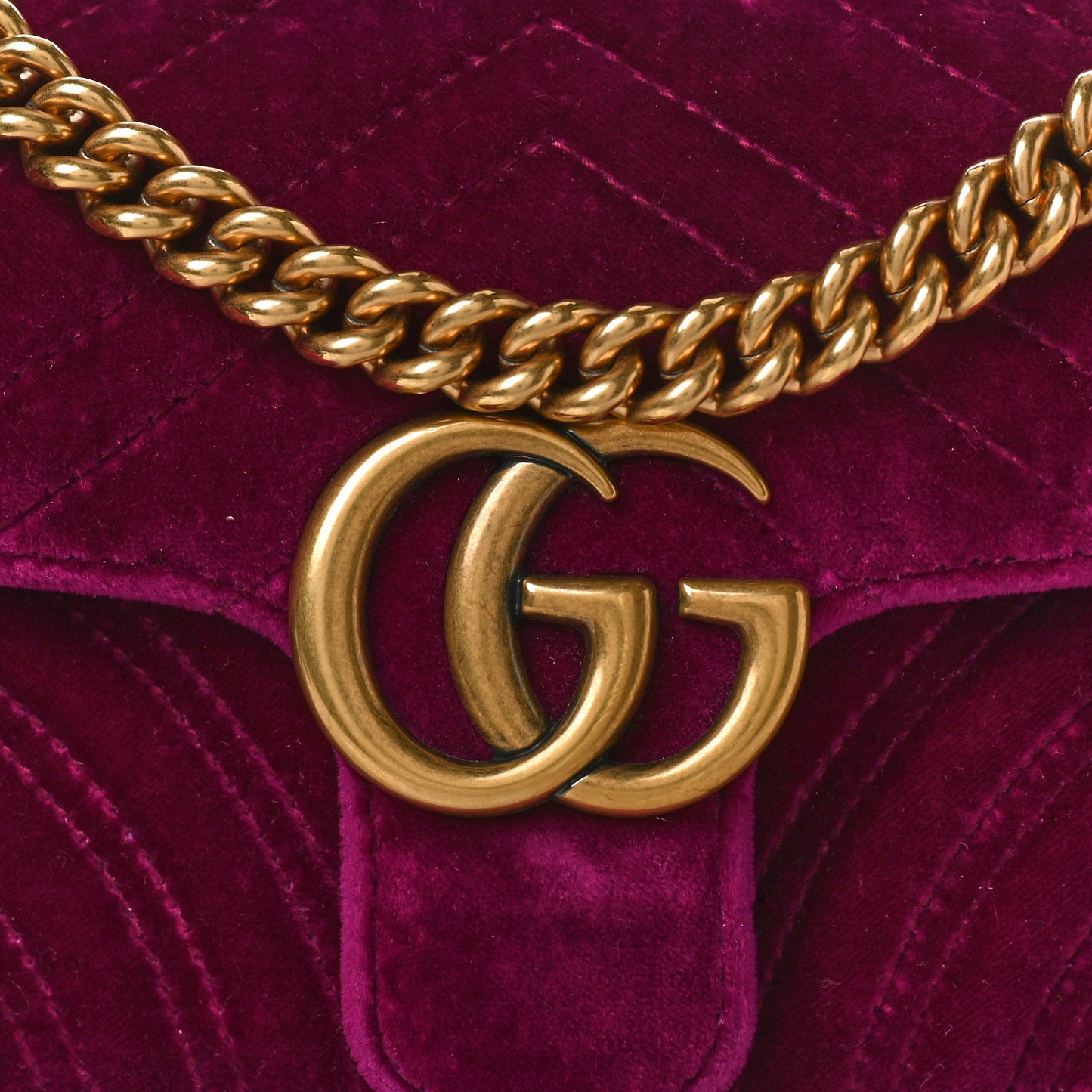 Velvet Matelasse Mini GG Marmont Shoulder Bag Fuchsia Violet Cyclamen