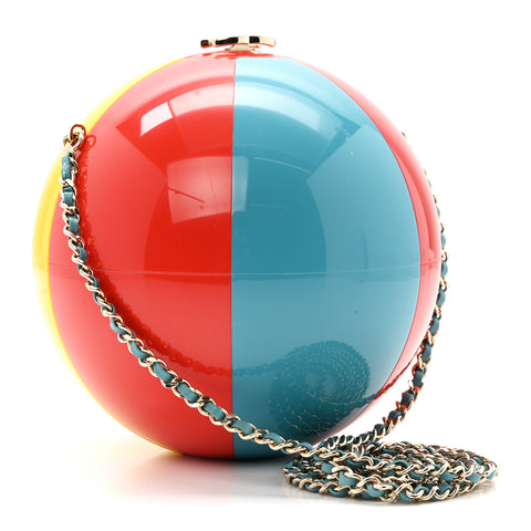 Plexiglass Coco Beach Ball Minaudiere Clutch Red White Yellow Blue