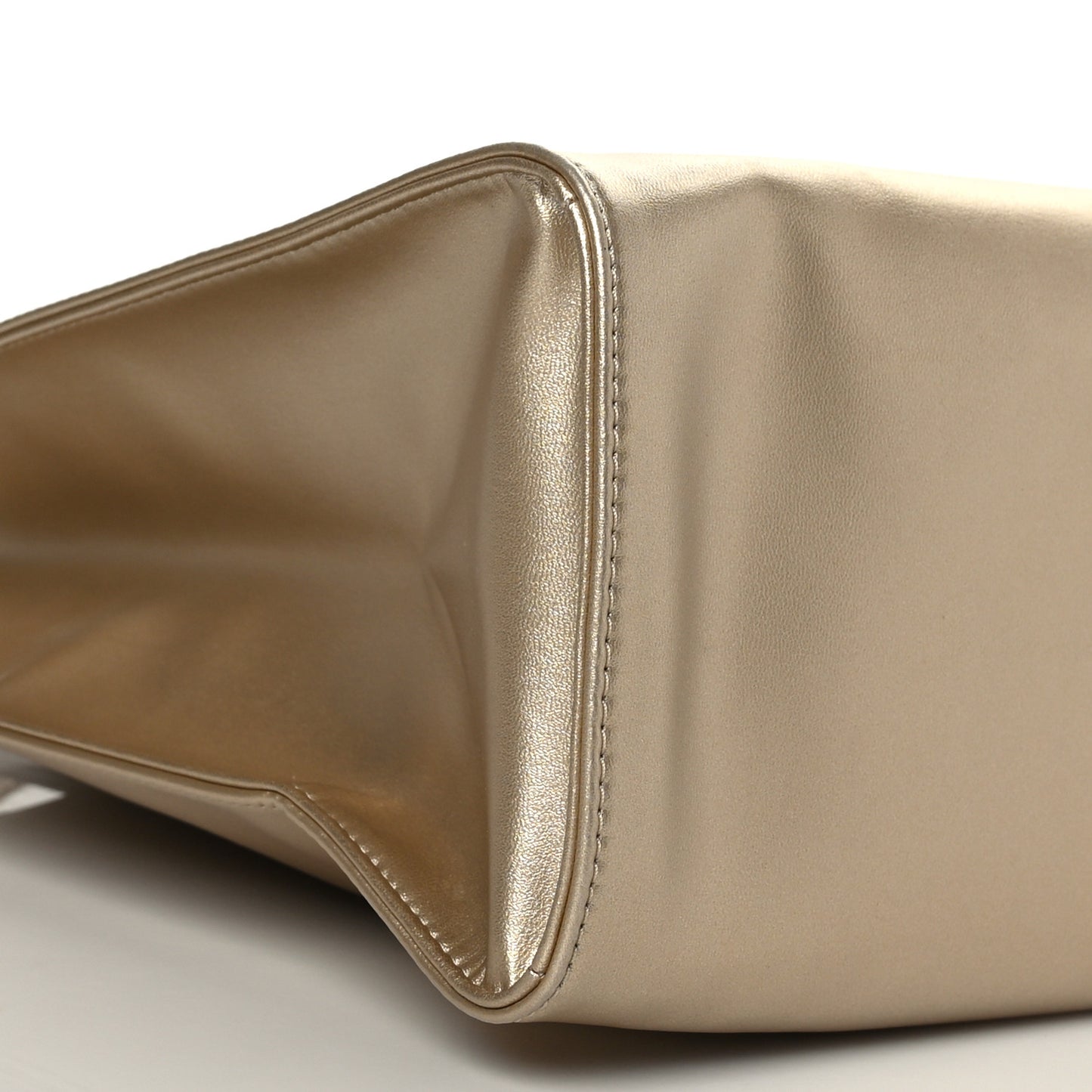 Metallic Vegan Leather Medium Shopping Bag Gold