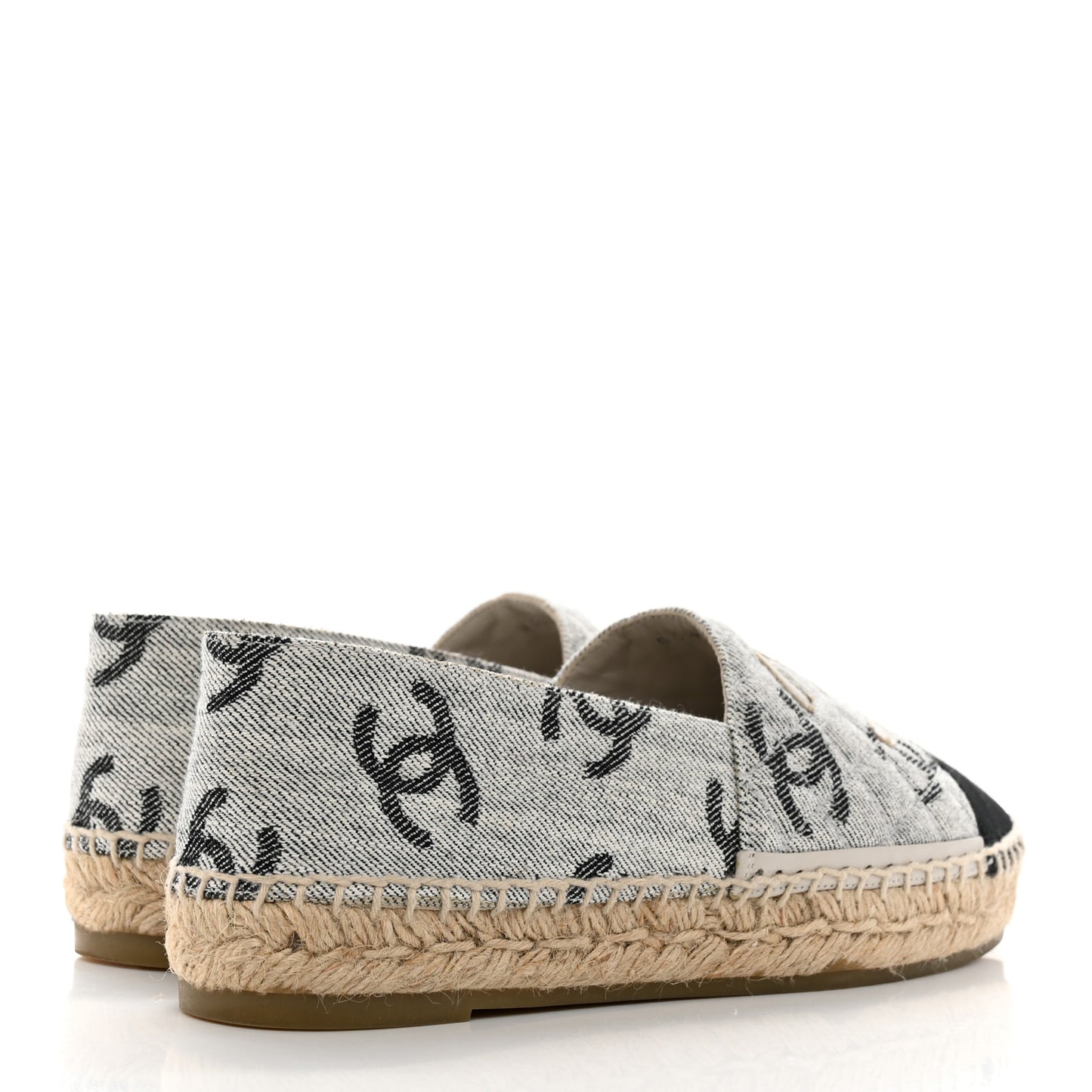 Cotton Jacquard Grosgrain CC Print Espadrilles 38 Grey Black