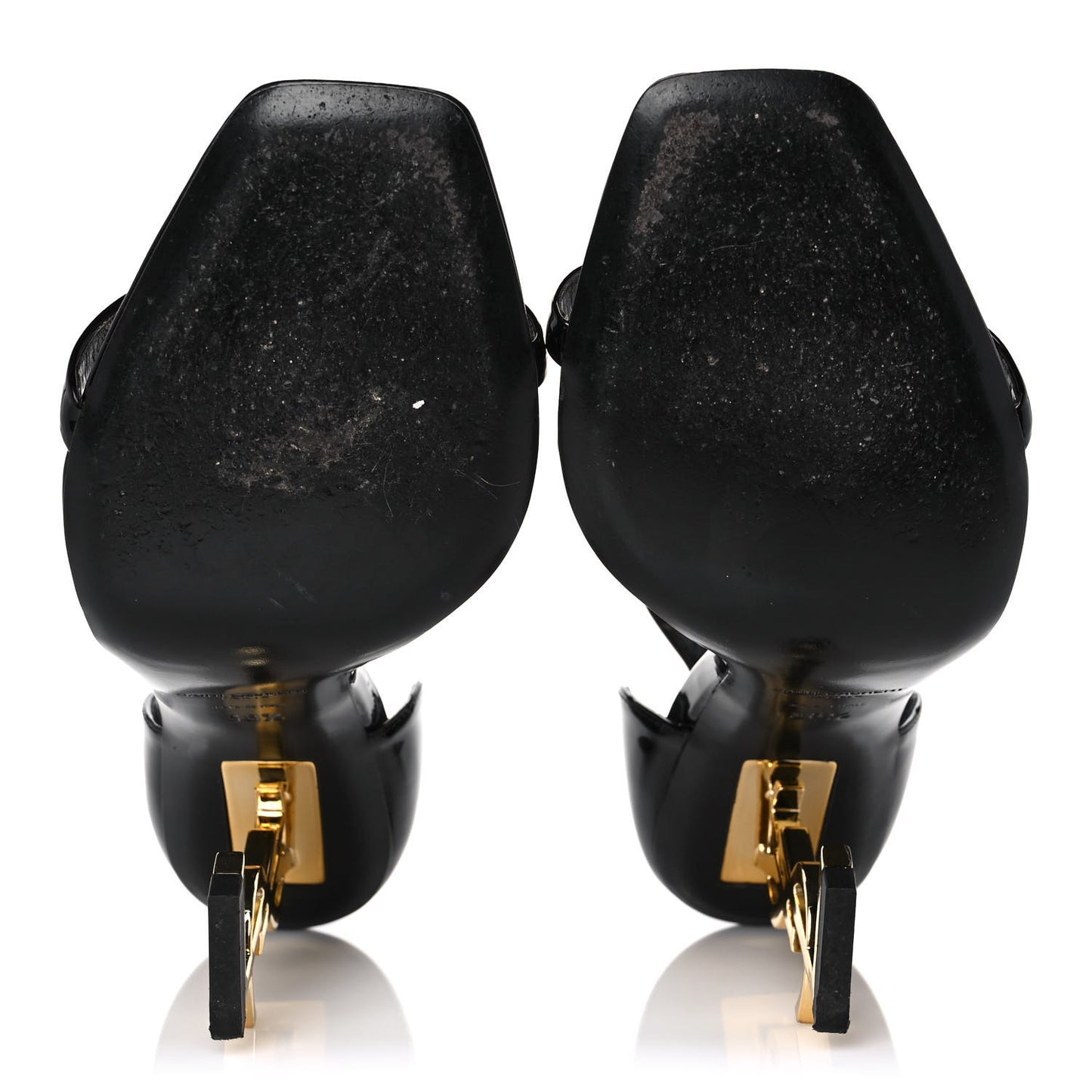 Patent Calfskin Opyum 110 Sandals 38.5 Black Gold