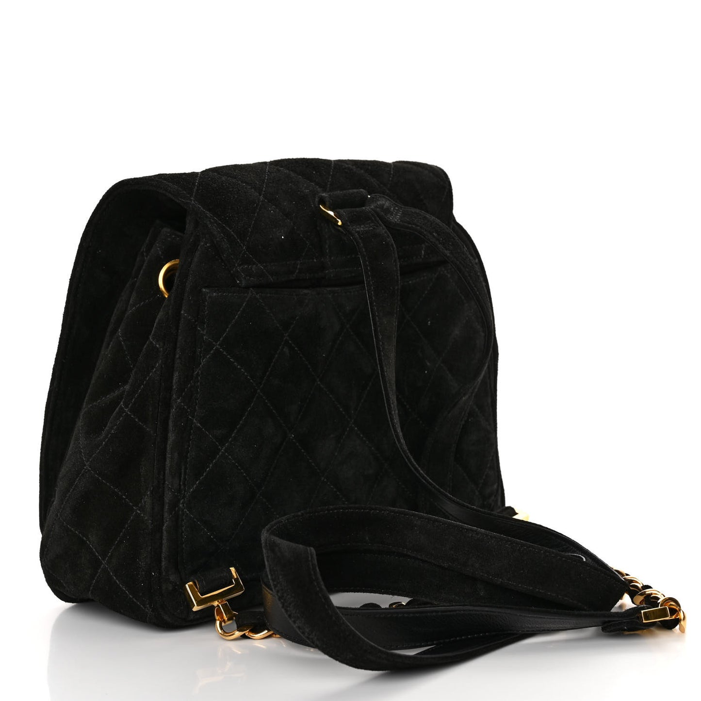 Suede Quilted CC Drawstring Backpack Black