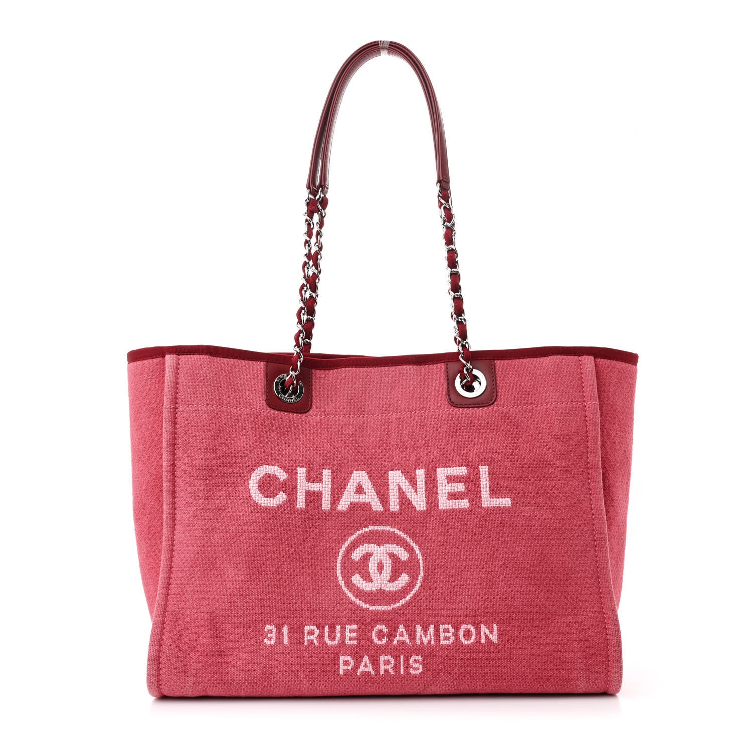 Chanel Canvas Small Deauville Tote Red 1 of 10