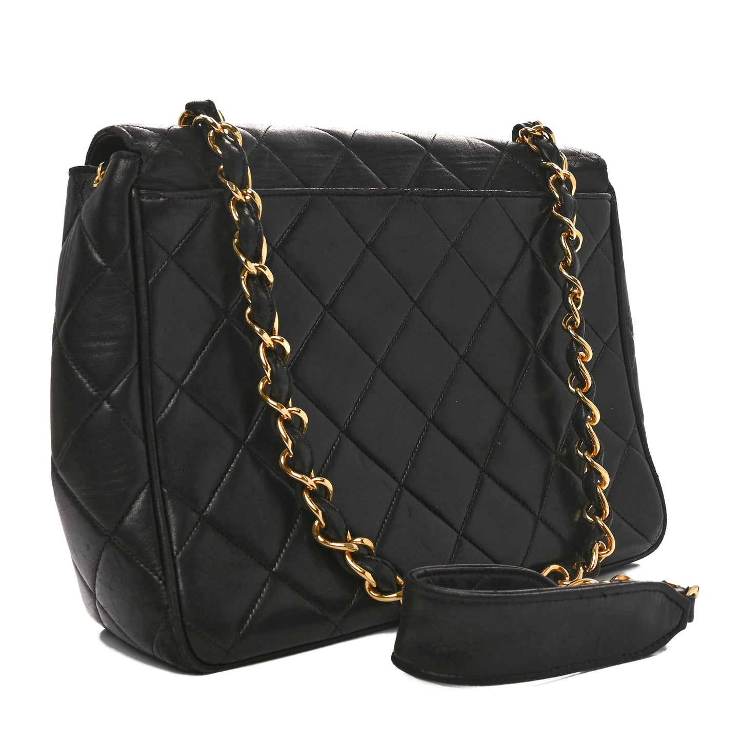 Lambskin Quilted Medium Square Flap Bag Black