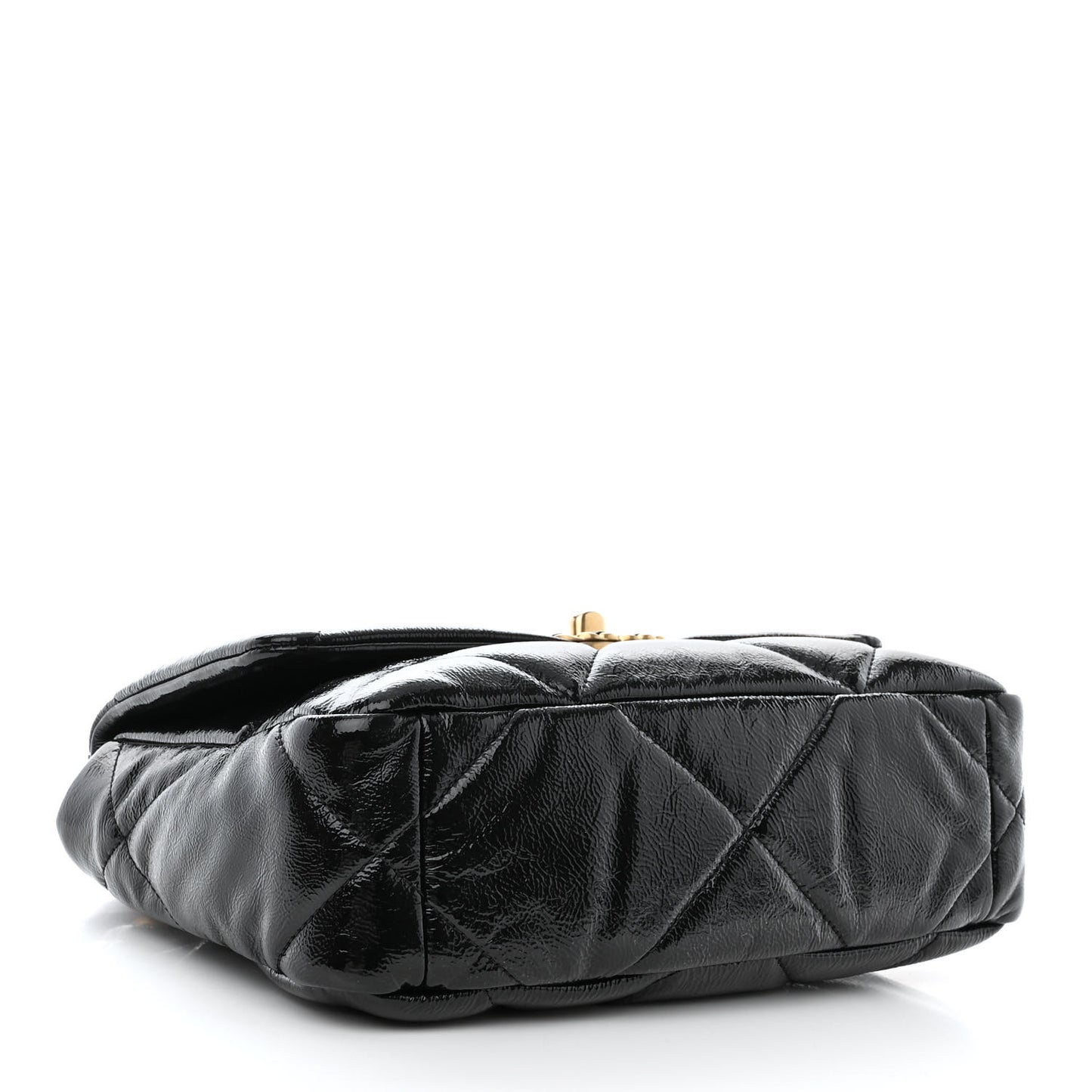 Shiny Crumpled Calfskin Quilted Medium Chanel 19 Flap Black
