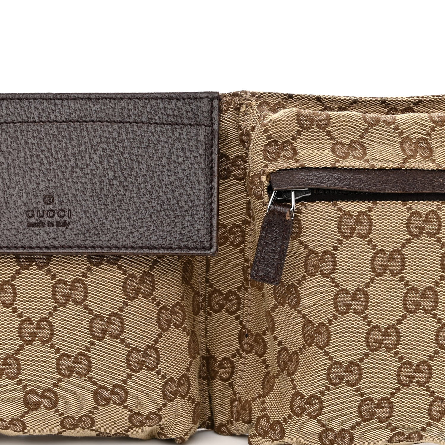 Gucci Monogram Double Pocket Belt Bag Dark Brown 9 of 14
