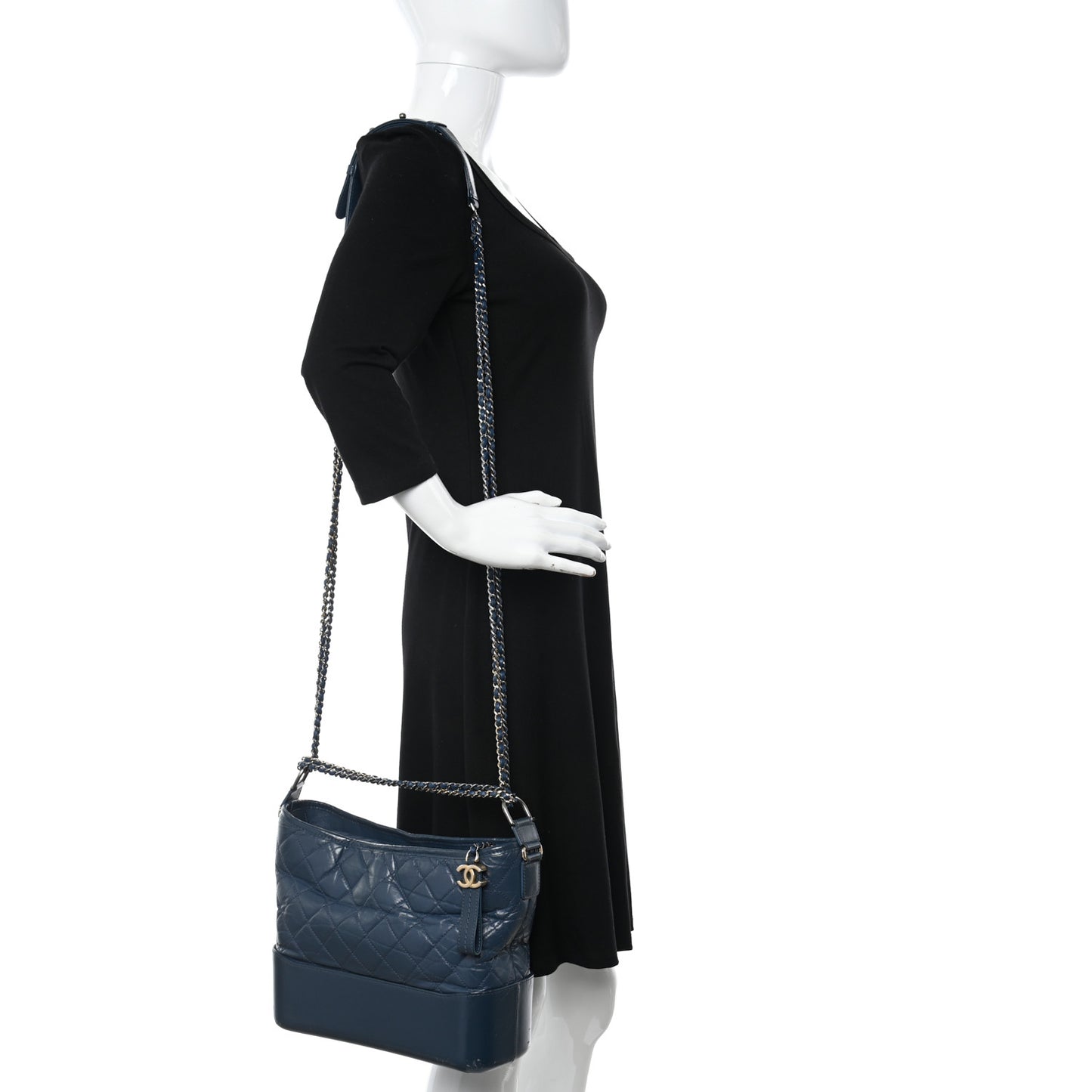 Aged Calfskin Quilted Medium Gabrielle Hobo Blue