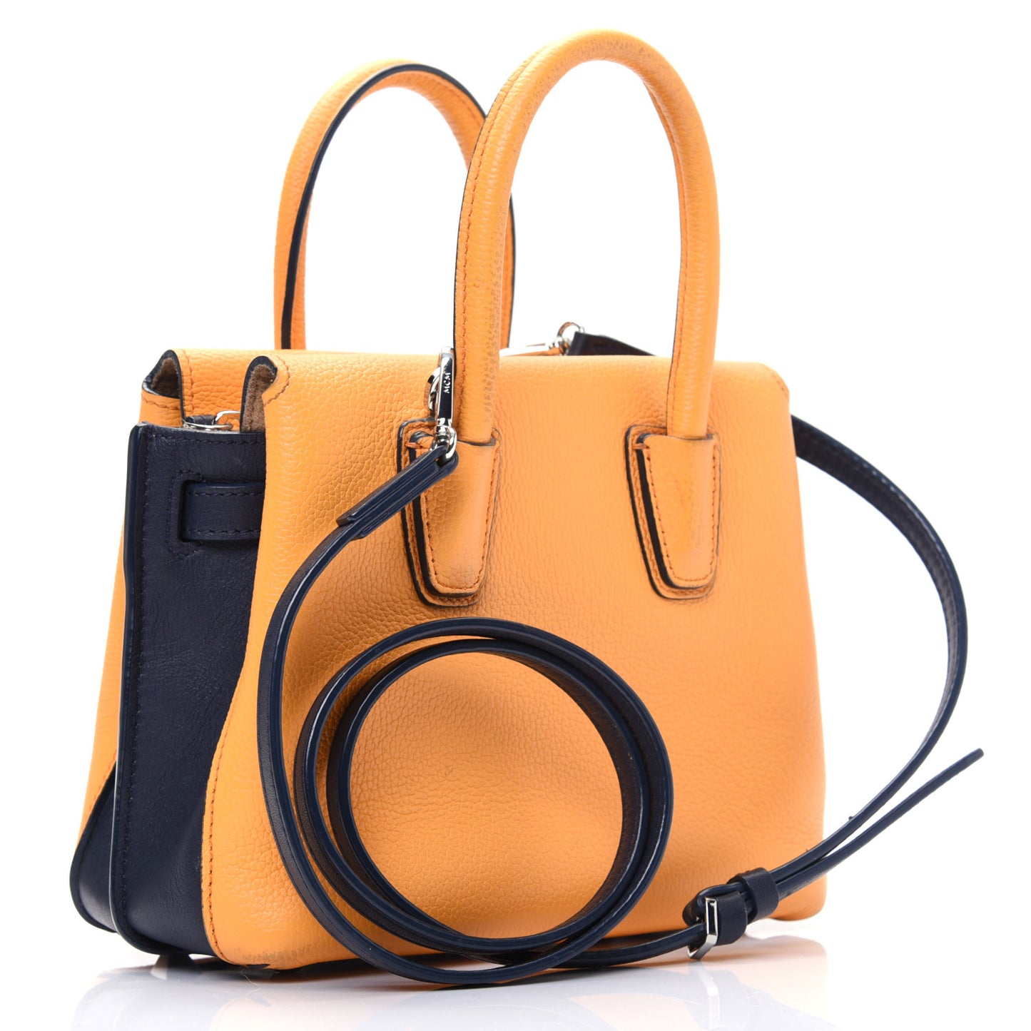 Grained Calfskin Bi-Color Mini Milla Tote Yellow Black