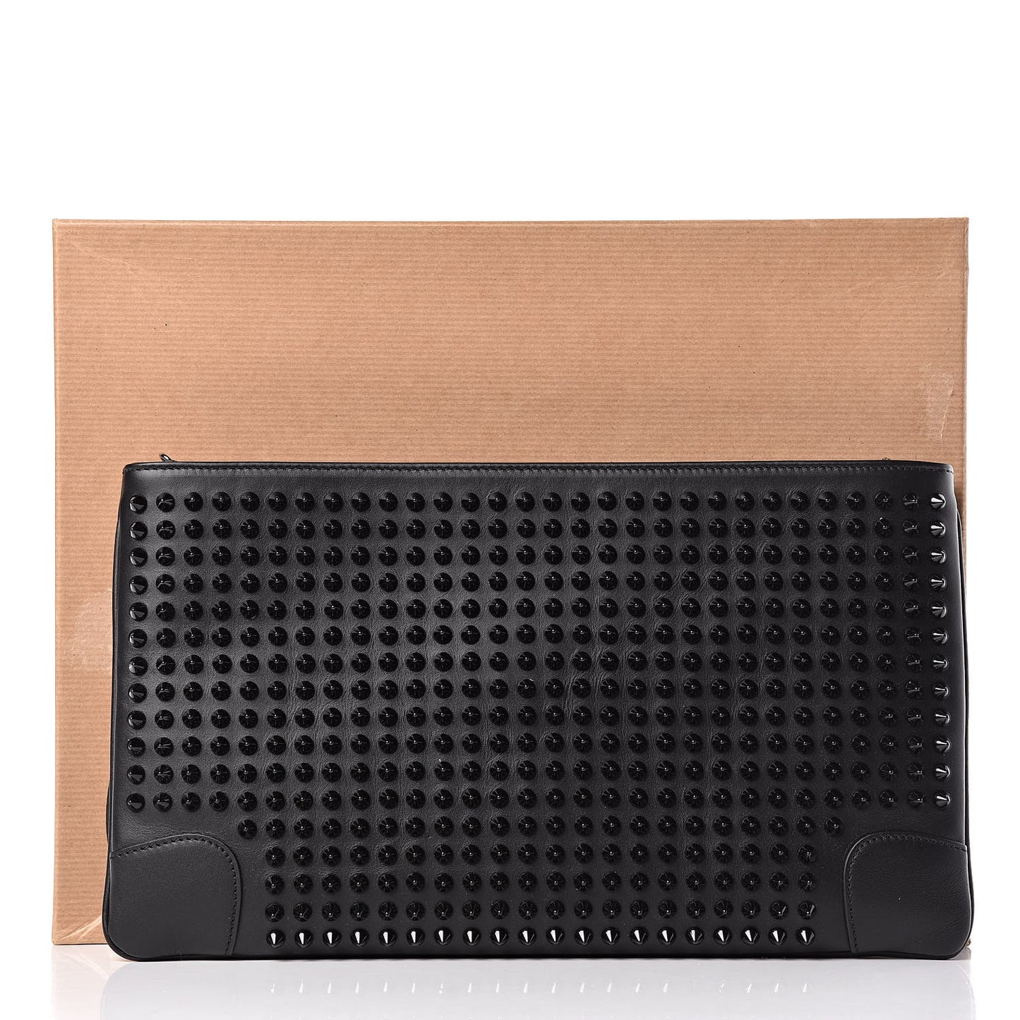 Calfskin Studded Loubiposh Clutch Black