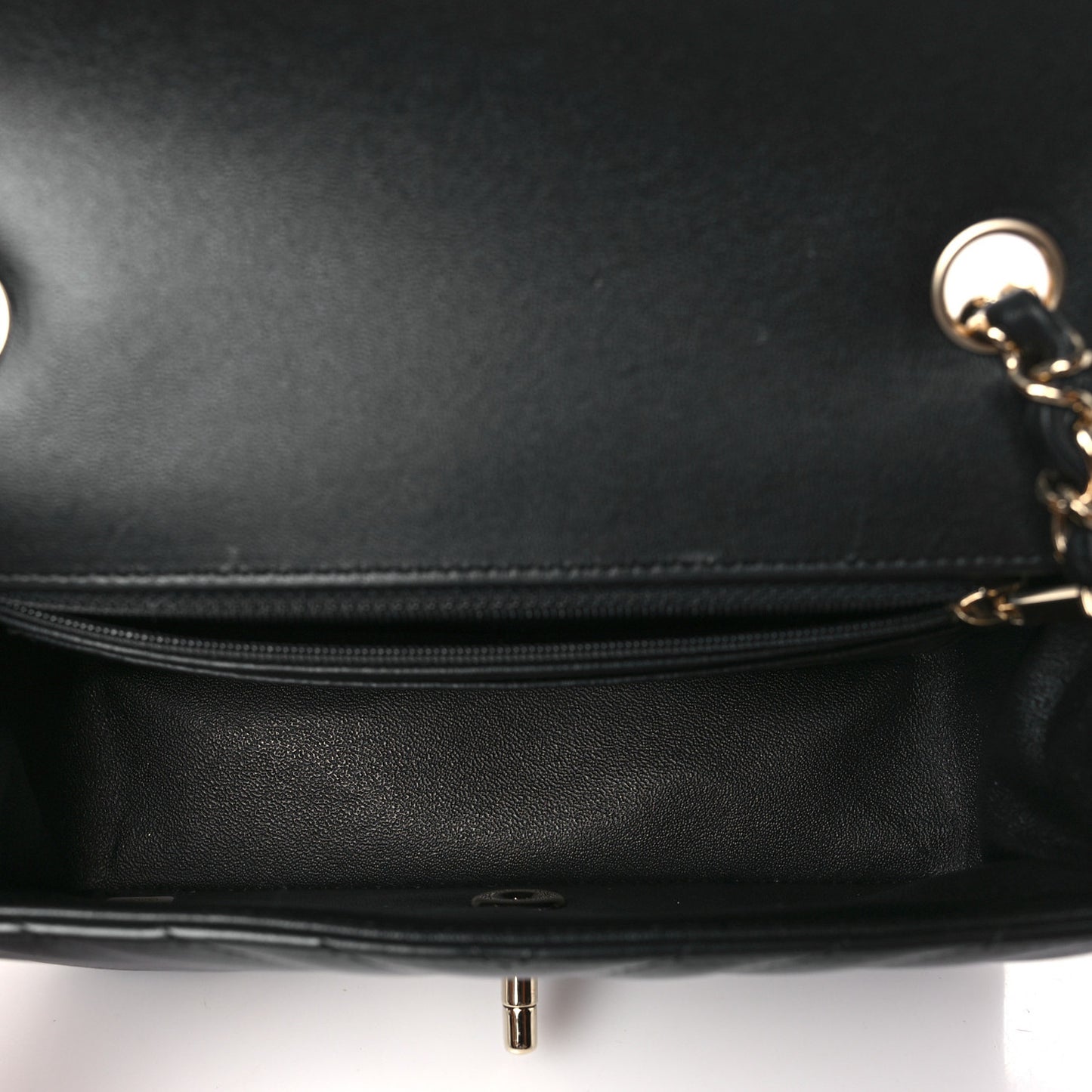 Lambskin Chevron Quilted Mini Rectangular Flap Black