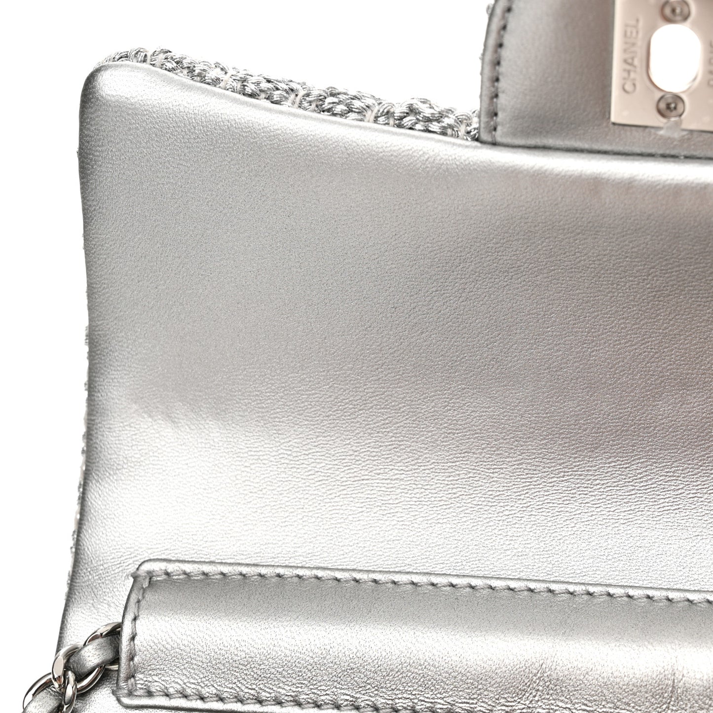 Metallic Woven Fabric Mini Rectangular Flap Silvery