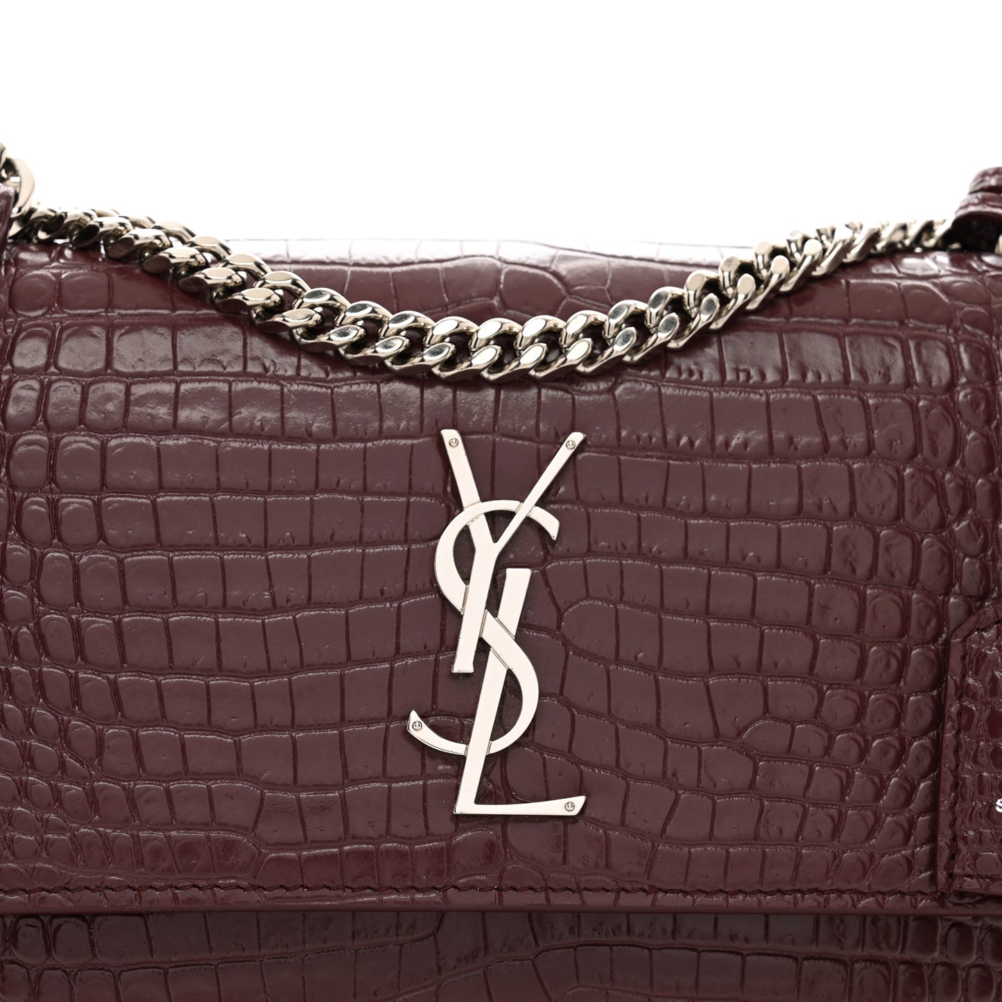 Calfskin Crocodile Embossed Medium Monogram Sunset Rouge Legion