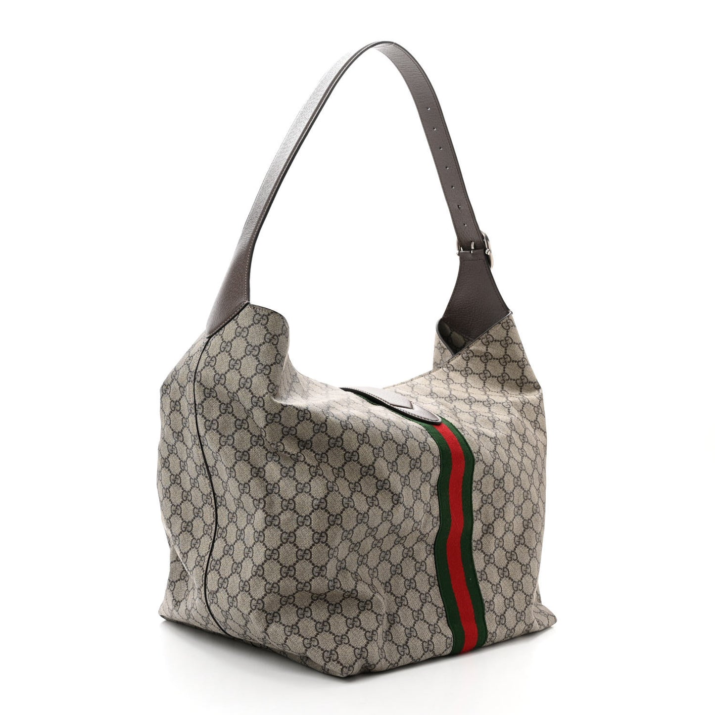Tender GG Supreme Monogram Textured Dollar Calfskin Web Medium Jackie 1961 Crossbody Bag Beige Ebony New Acero