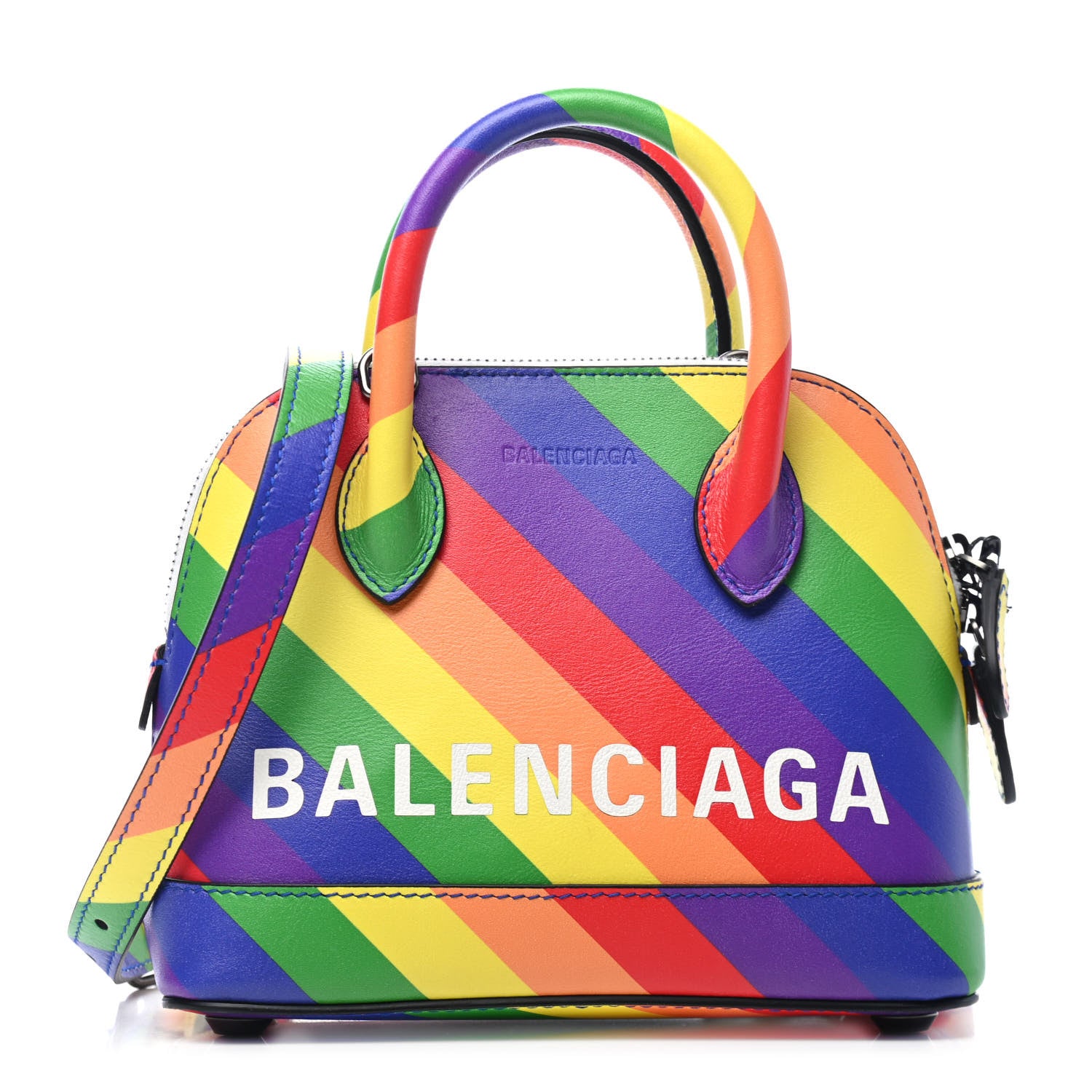 Balenciaga Smooth Calfskin Logo Rainbow XXS Ville Top Handle Bag