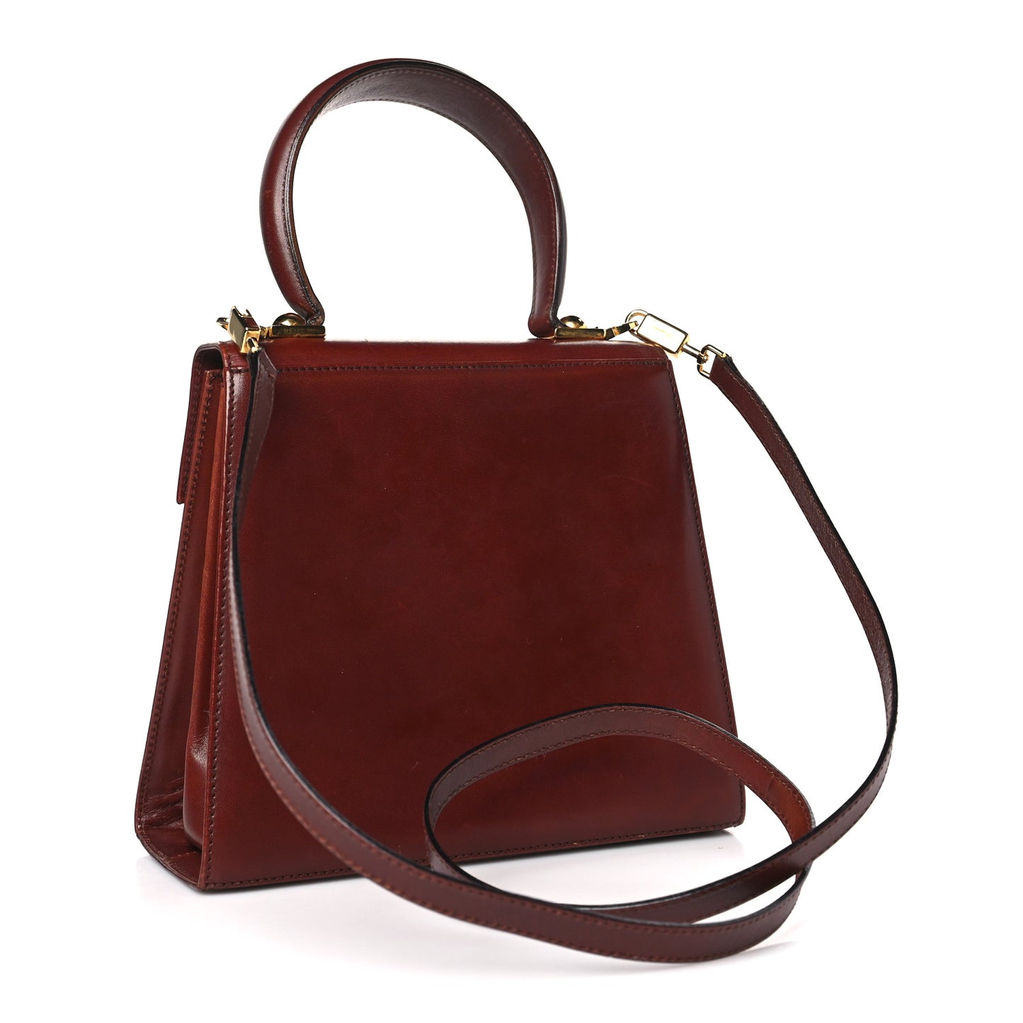 Brushed Off Calfskin Small Iconic Top Handle Burgundy