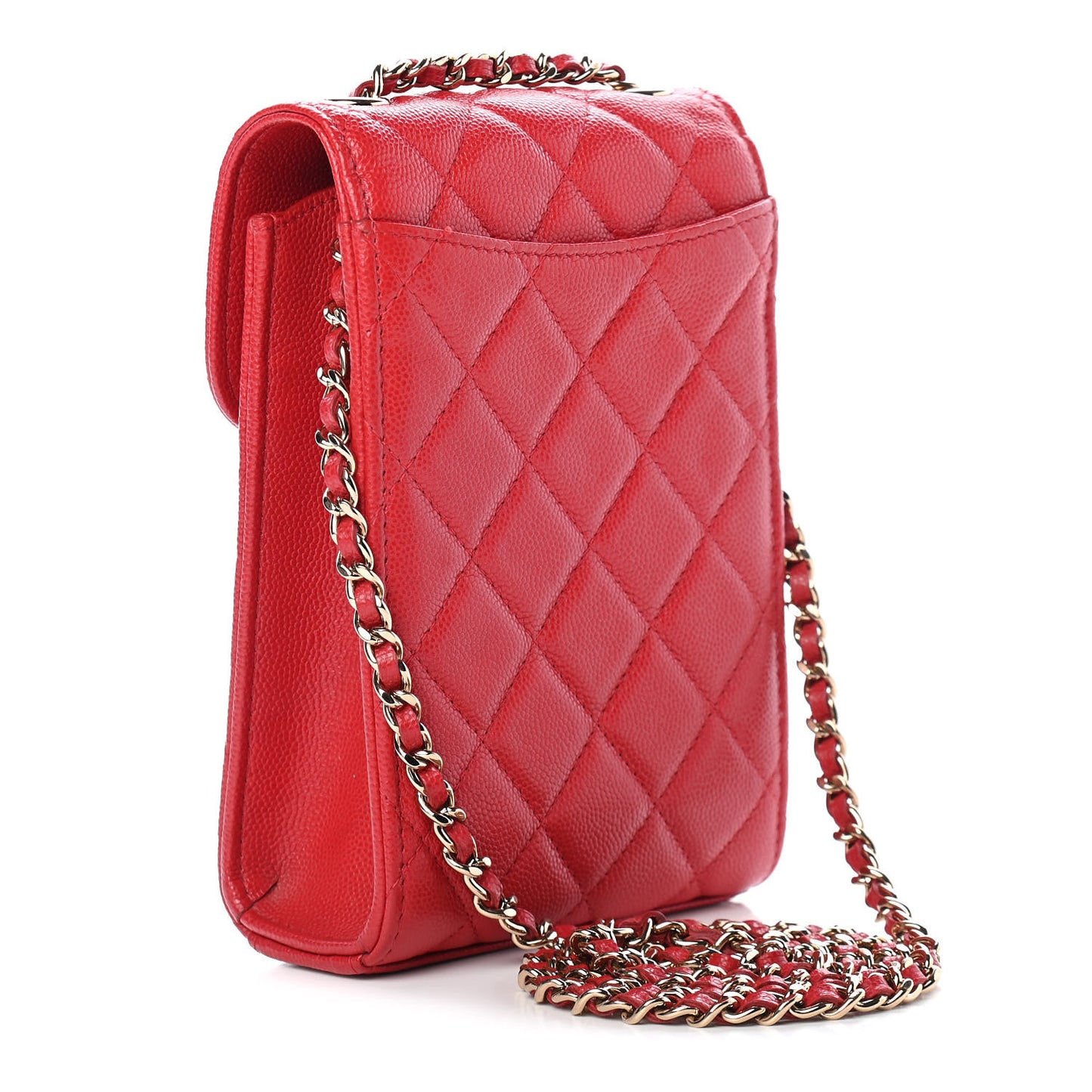 Caviar Quilted Classic Phone Holder Red