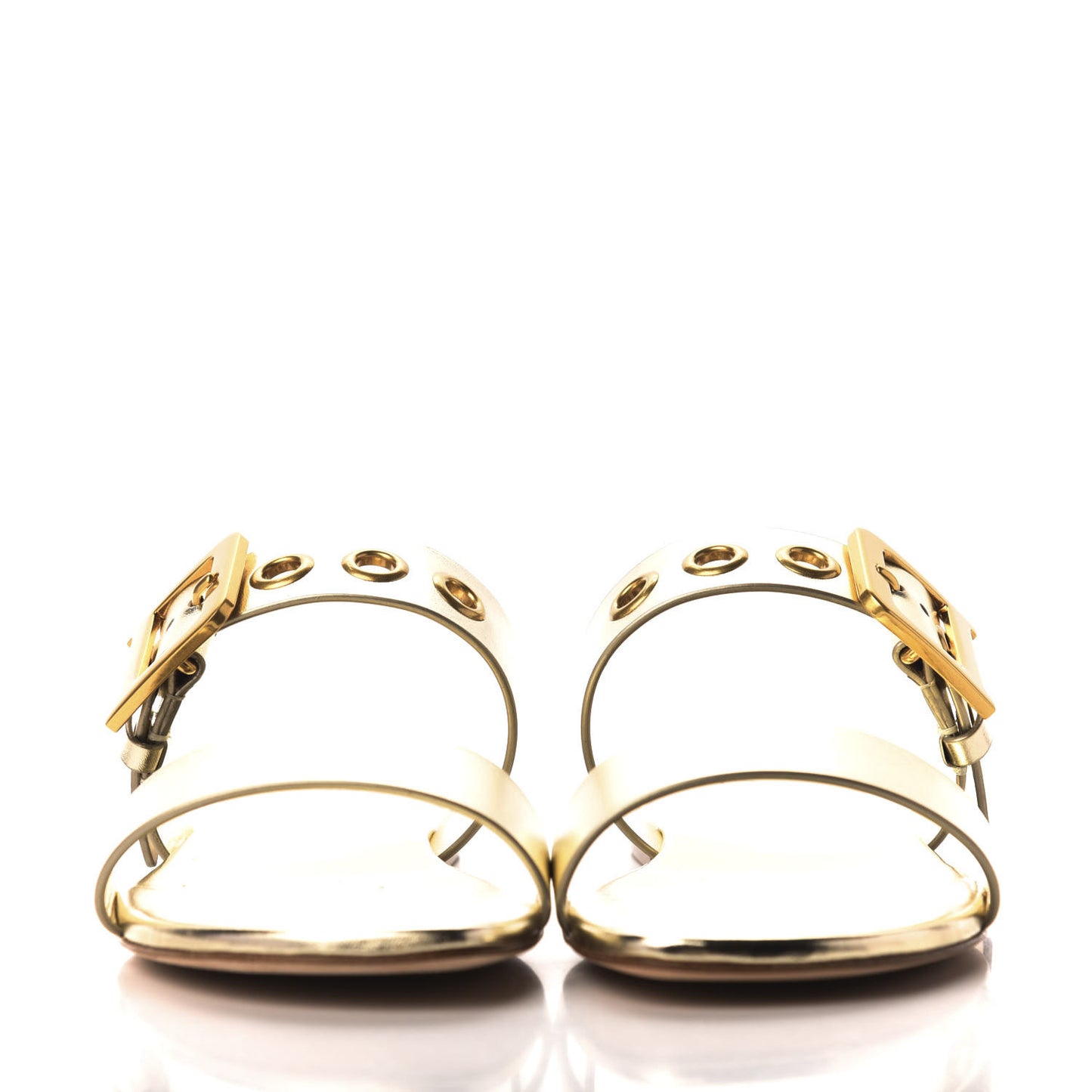 Laminated Calfskin D-Dior Slide Sandals 38 Pale Gold