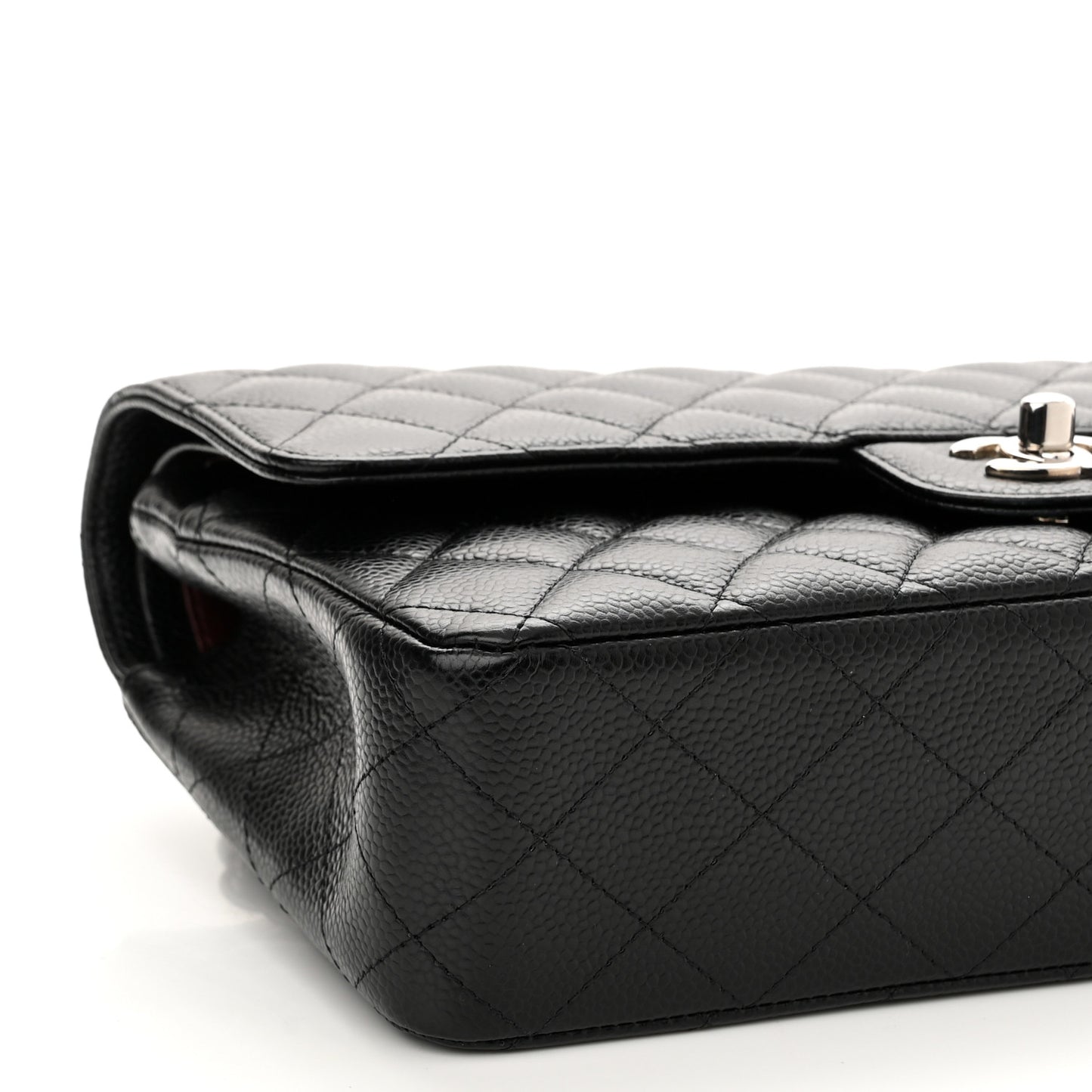 Caviar Quilted Medium Double Flap Black