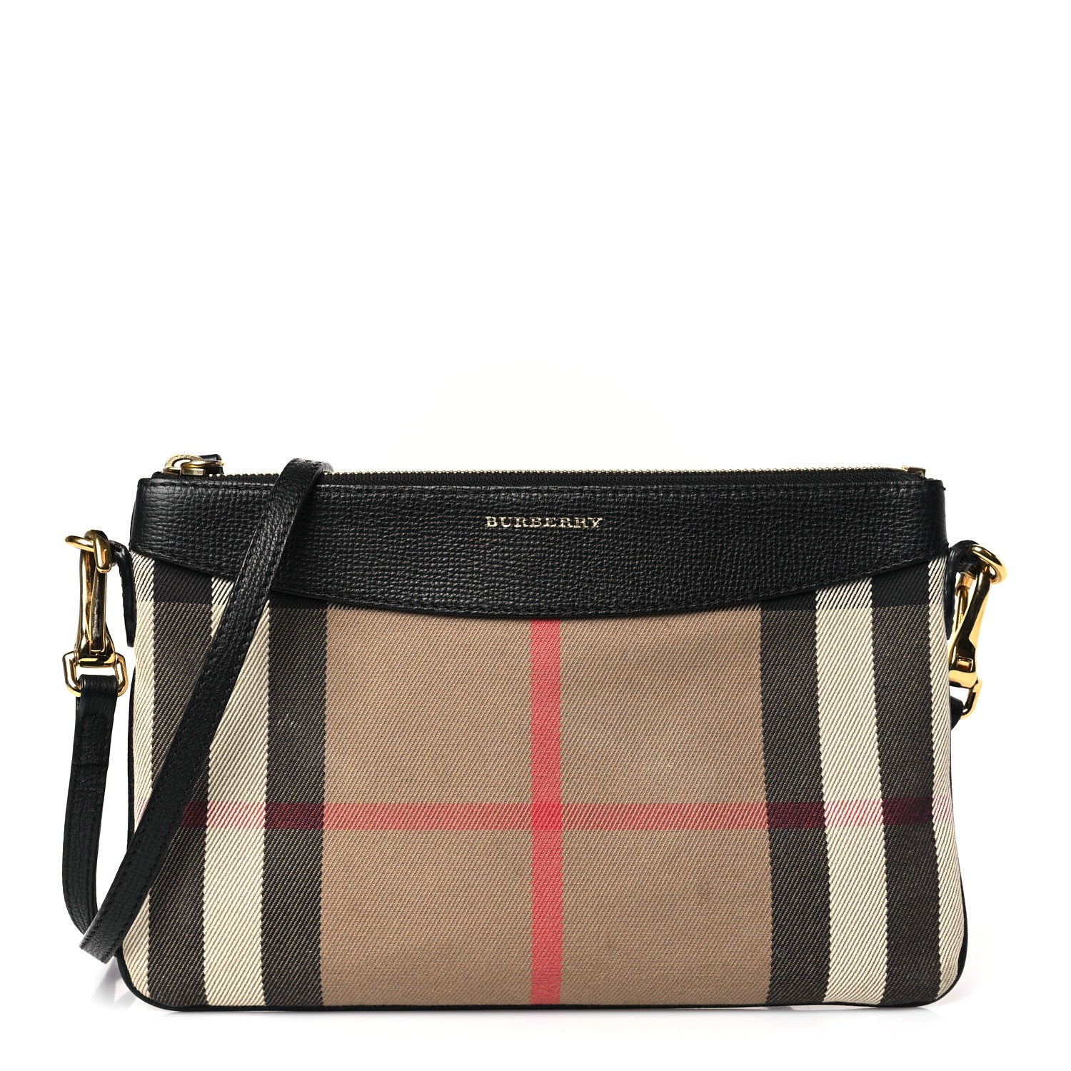 Burberry House Check Derby Peyton Crossbody Clutch Bag Black 1 of 9