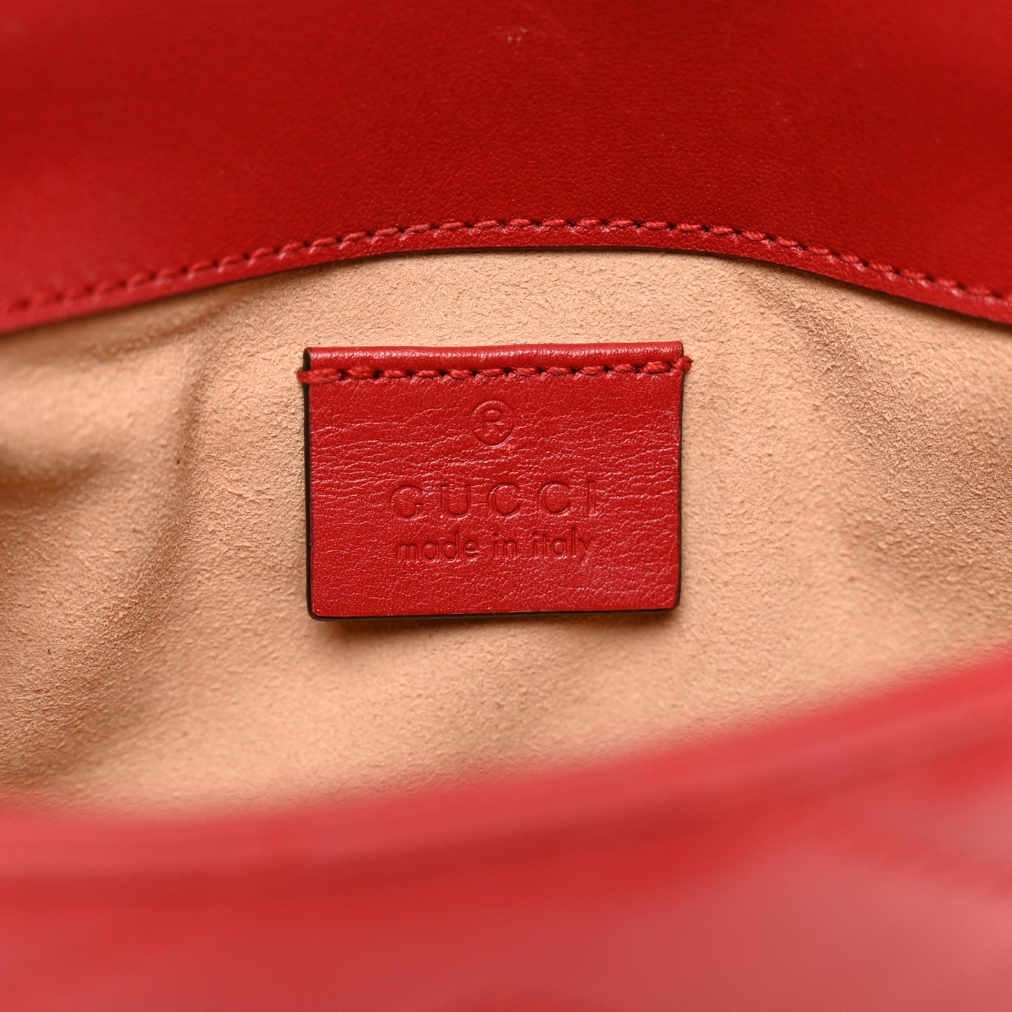 Calfskin Matelasse Super Mini GG Marmont Shoulder Bag Hibiscus Red