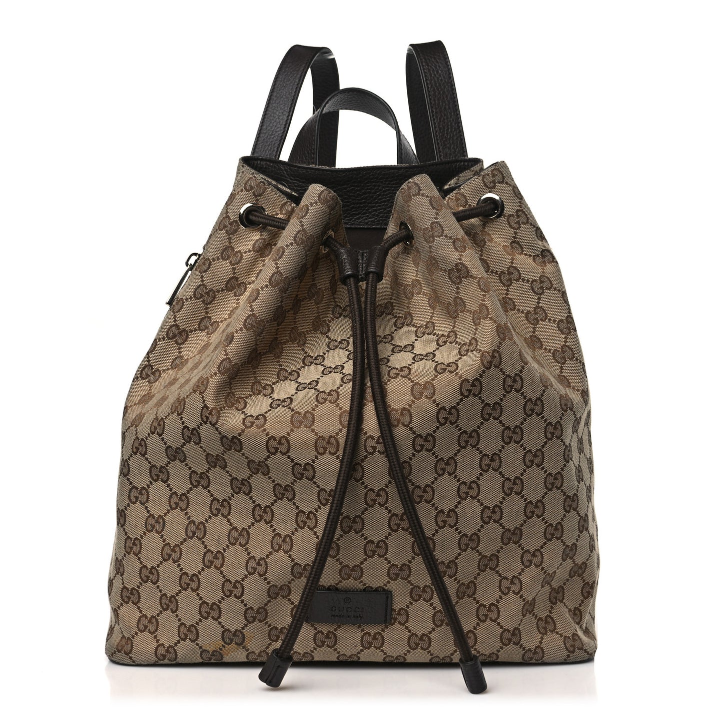 Monogram Dollar Calfskin O Drawstring Backpack Beige Ebony Testa di Moro Dark Chocolate